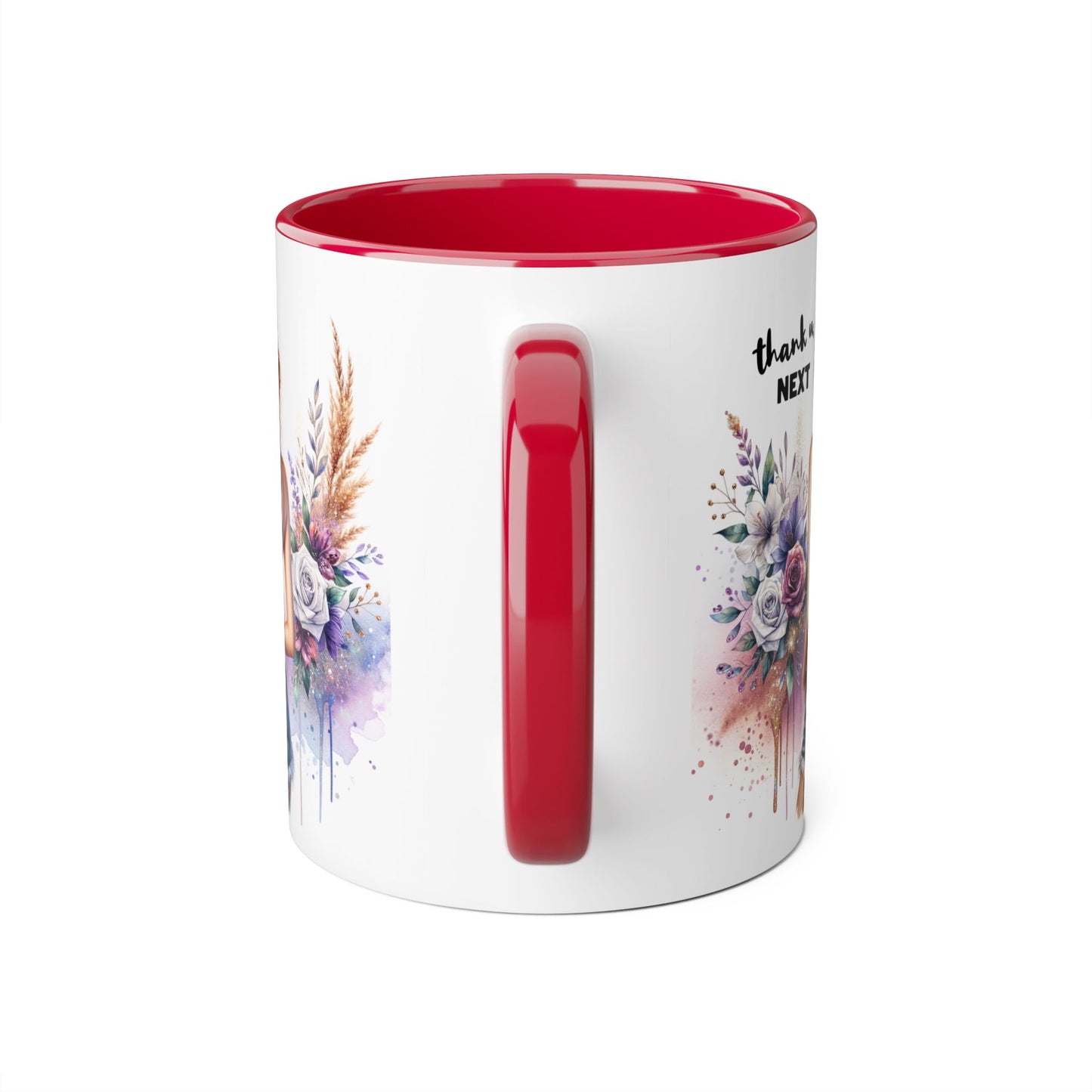 Thank U, Next Boho Inspirational Mug, Coffee Cup, Gift for Friends, Motivational Beverage Holder, Floral Design, Thank U Next