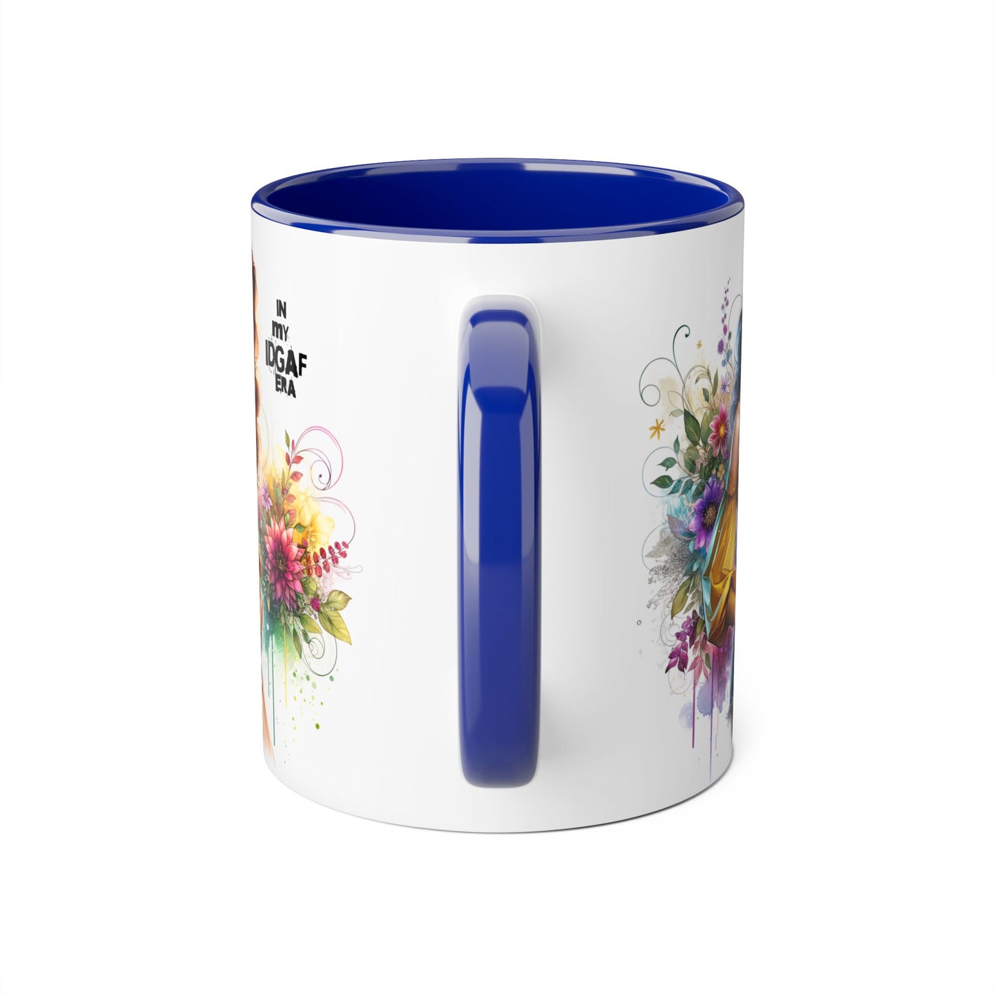 Edgy Floral Accent Mug, Inspirational Coffee Cup, Unique Gift for Her, IDGAF Mug, Boho Style Drinkware