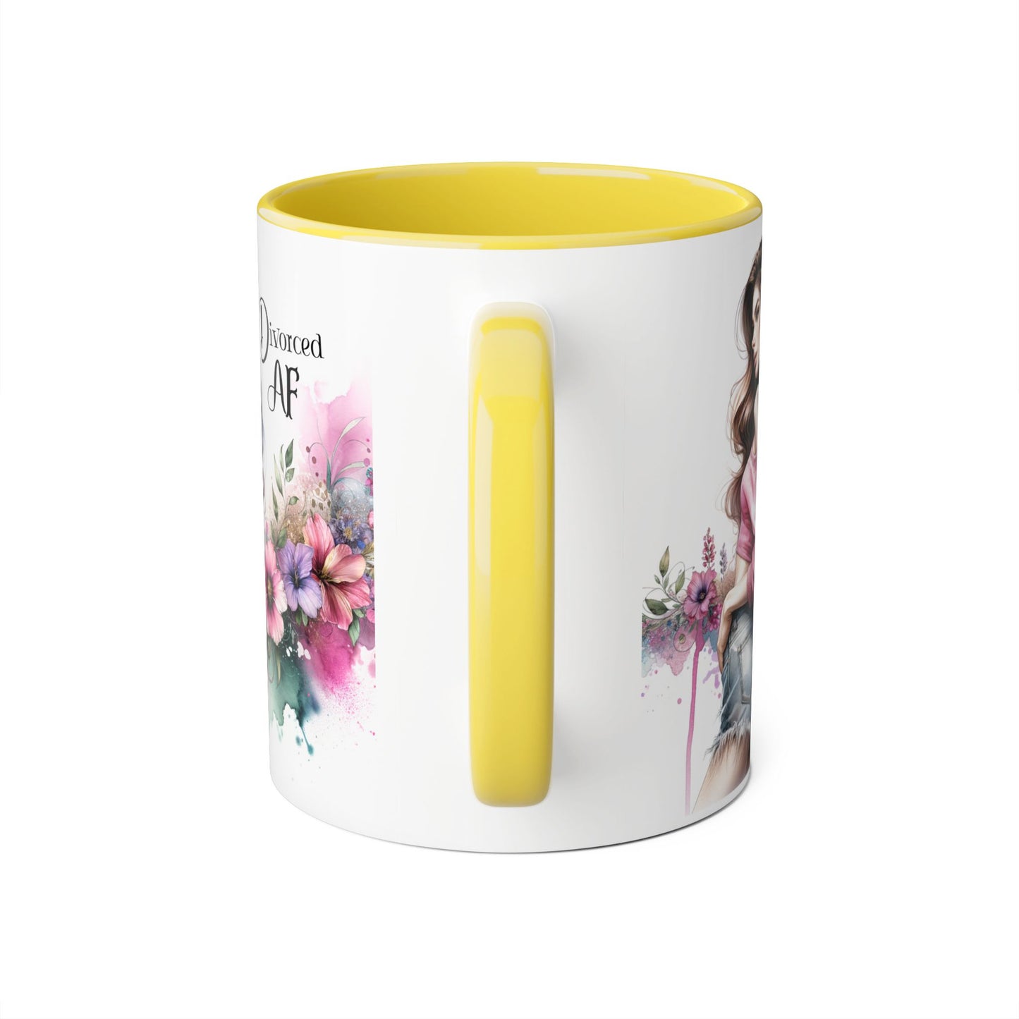 Divorced AF Accent Mug | Gift for Newly Divorced Friends | Sassy Coffee Cup | Floral Design | Unique Divorce Party Favor