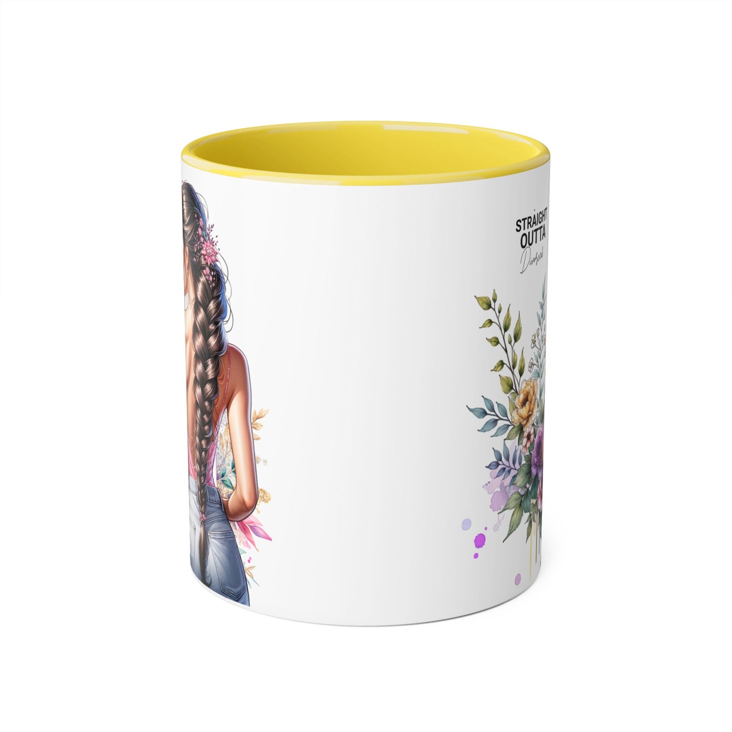 Straight Outta Divorced Humoristic Accent Mug | Floral Design Coffee Mug, Gift for Her, Inspirational Mug, Home Decor, Birthday Gift