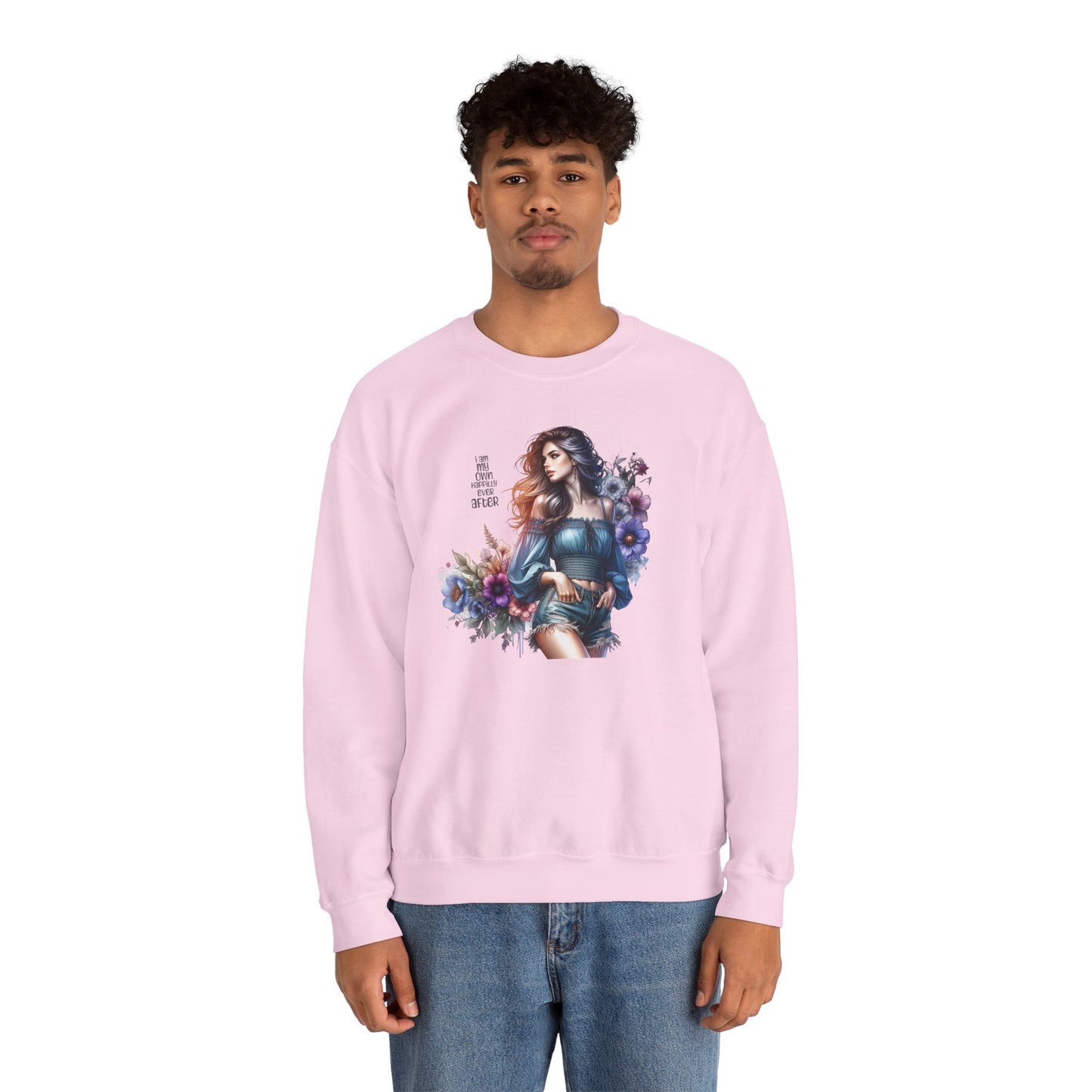 I Am My Own Happily Ever After Floral Aesthetic Crewneck Sweatshirt - Cozy Style for Women, Fashion Top, Gift Idea, Floral Sweatshirt, Spring/Summer Wear