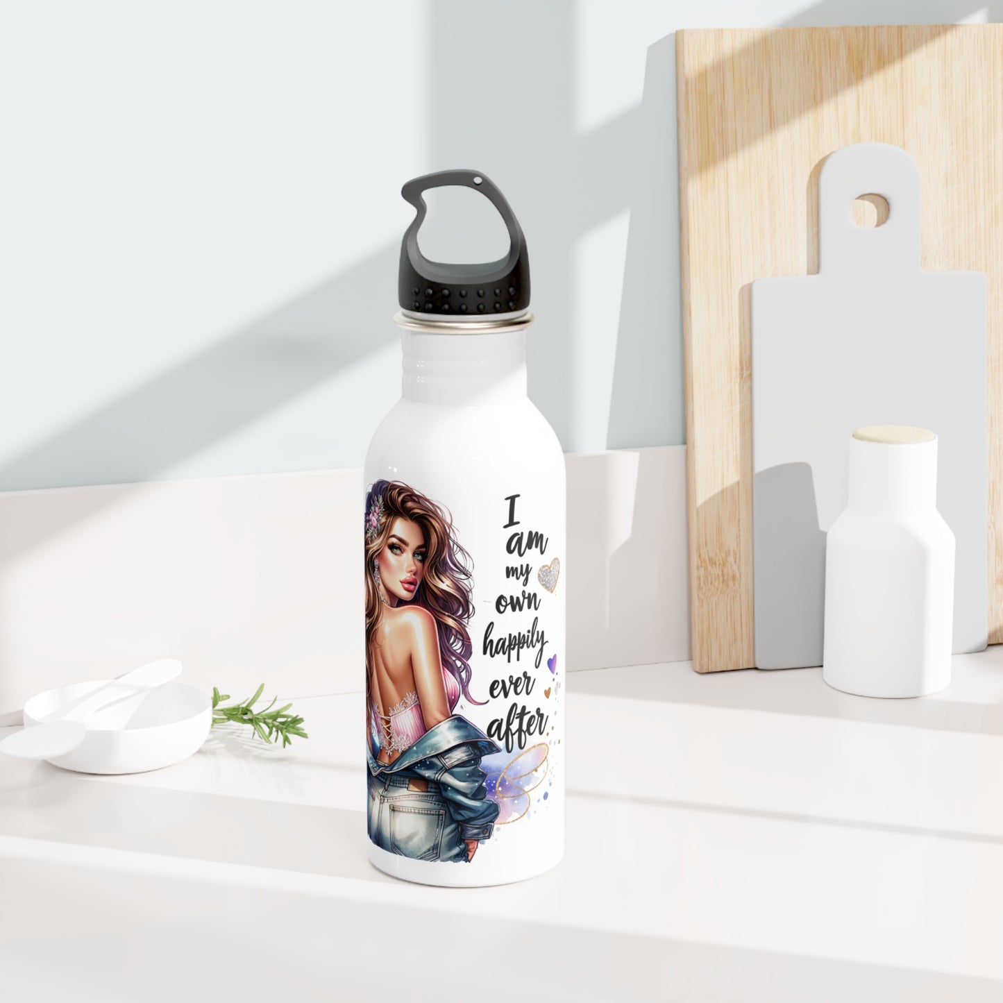 Colorful Inspirational Stainless Steel Water Bottle - "I Am My Own Happily Ever After "