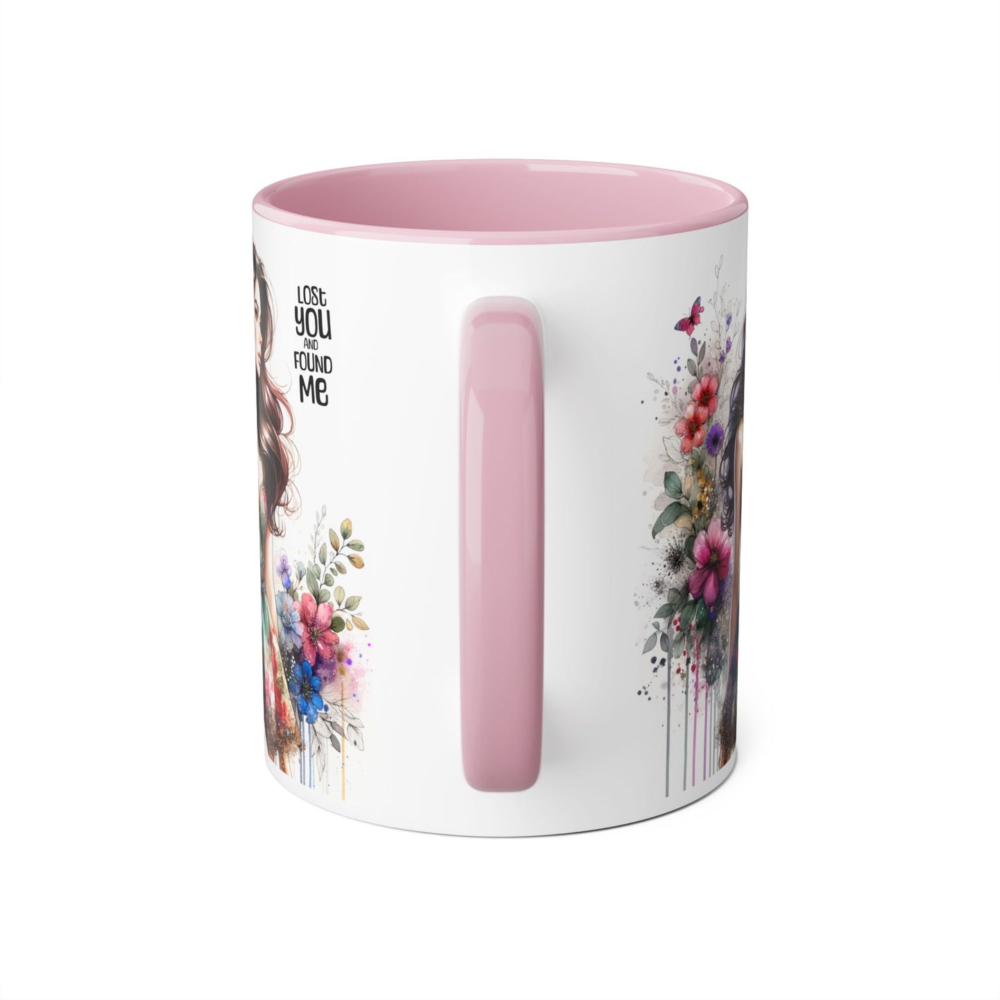 Lost You and Found Me Floral Accent Mug, Coffee Cup Gift for Her, Inspirational Drinkware, Home Decor, Birthday Present