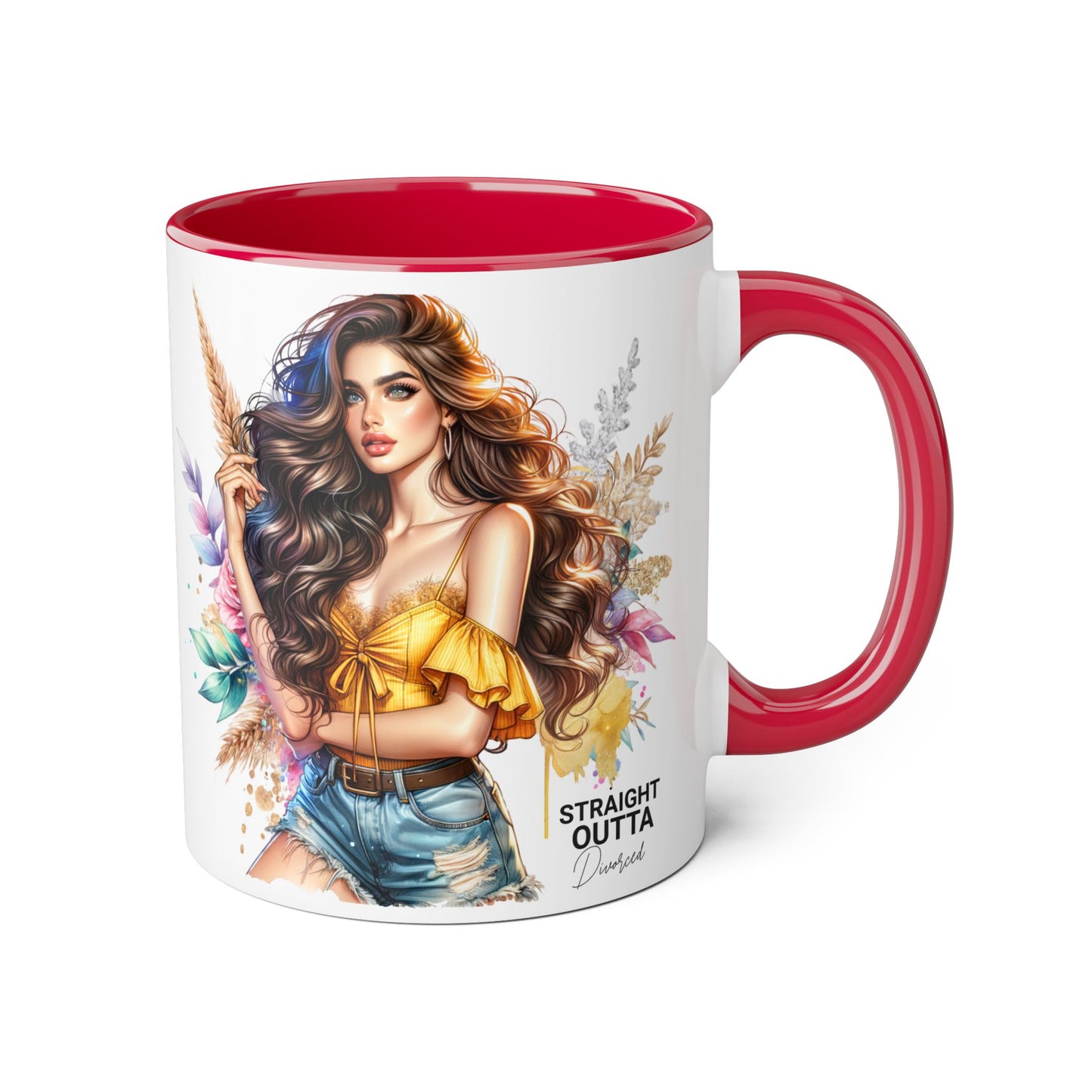 Straight Outta Divorced Humoristic Vibrant Accent Mug for Coffee Lovers, Perfect Gift for Birthdays, Anniversaries, or Home Decor