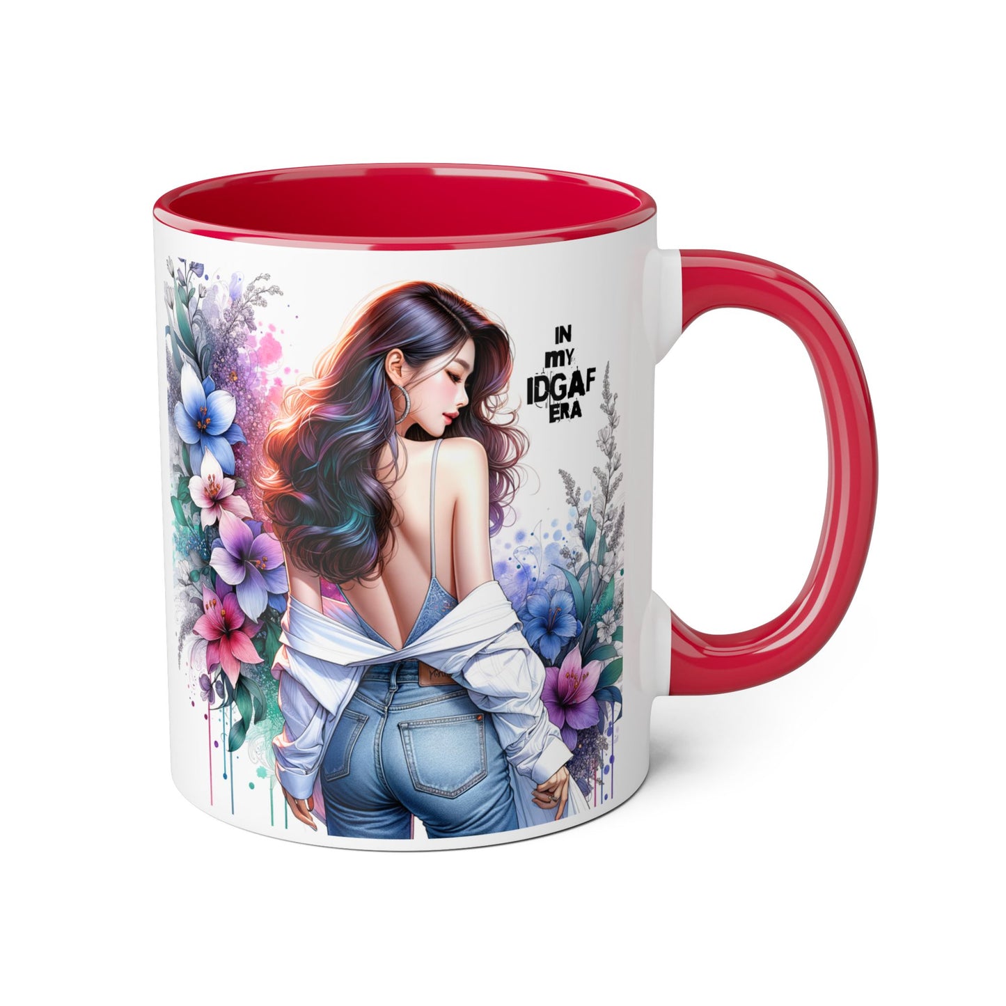 Floral Graphic Accent Mug, Gift for Her, Coffee Tea Mug, Unique Housewarming Present, My IDGAF Era