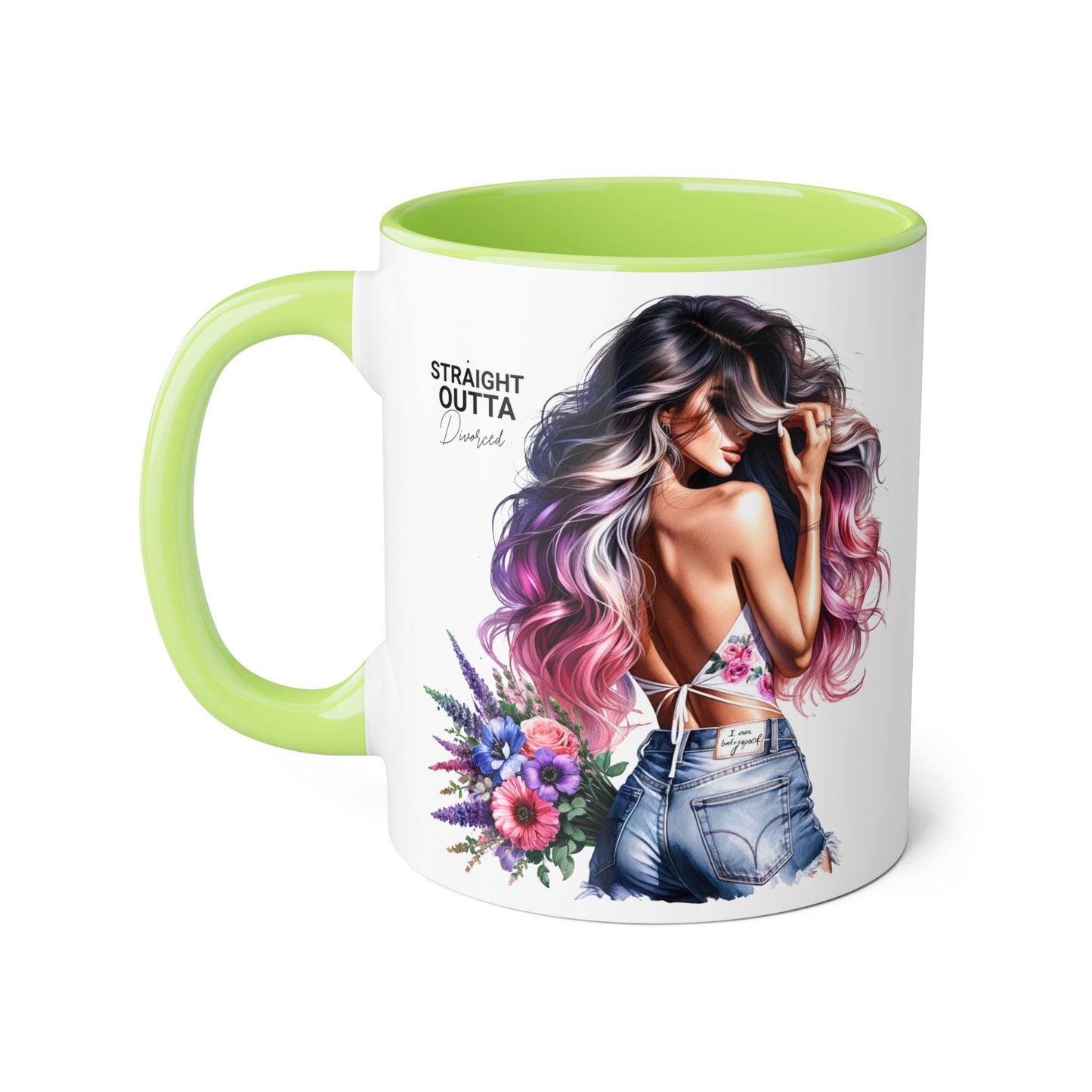 Straight Outta Divorced Humoristic Chic Accent Mugs for Trendy Coffee Lovers | Floral Design, Gifts for Her, Home Decor, Unique Kitchenware, Straight Outta Mug