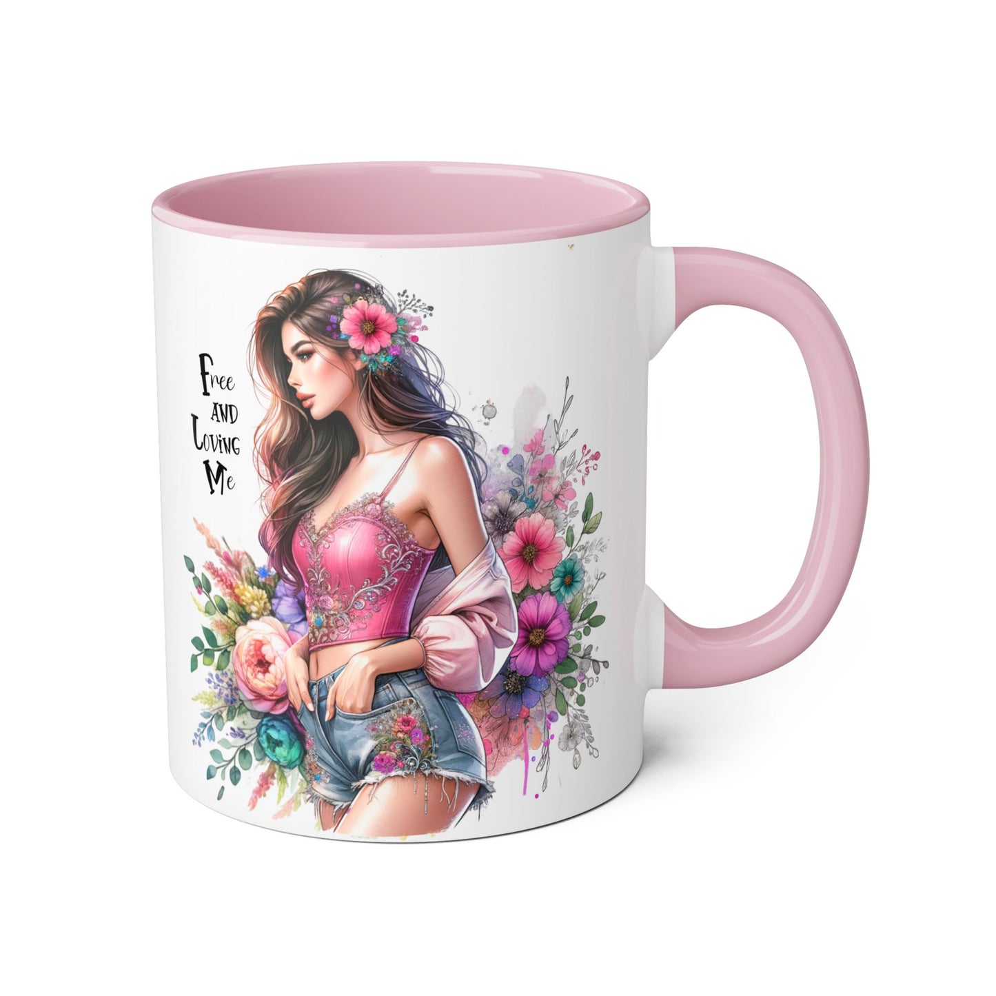 Bohemian Floral Accent Mug, 11oz Coffee Cup, Artisanal Drinkware, Perfect Gift for Nature Lovers, Inspirational Quote Mug, Unique Home Decor