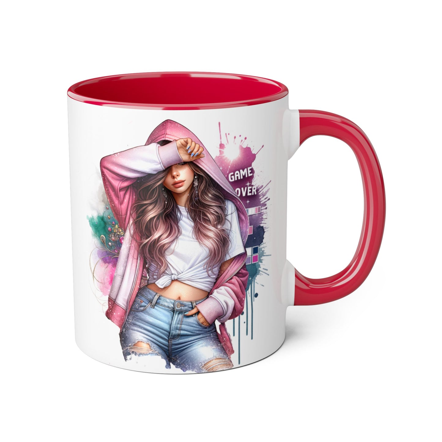 Chic Game Over Accent Mug - Stylish Coffee Cup for Gamers, Perfect Gift for Birthdays, Holidays, and Everyday Use