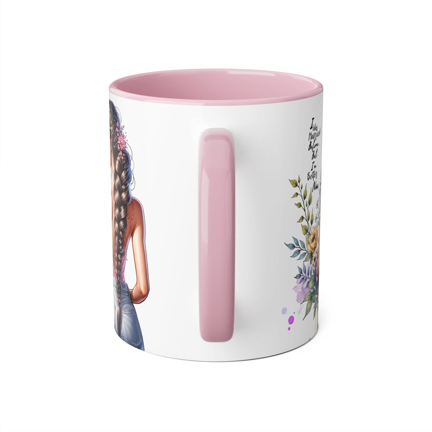 I Was Married Before But I'm Better Now Stylish Floral Accent Mug, Perfect Gift for Tea and Coffee Lovers, Unique Drinkware, Bridal Shower Gift, Inspirational Quote Mug