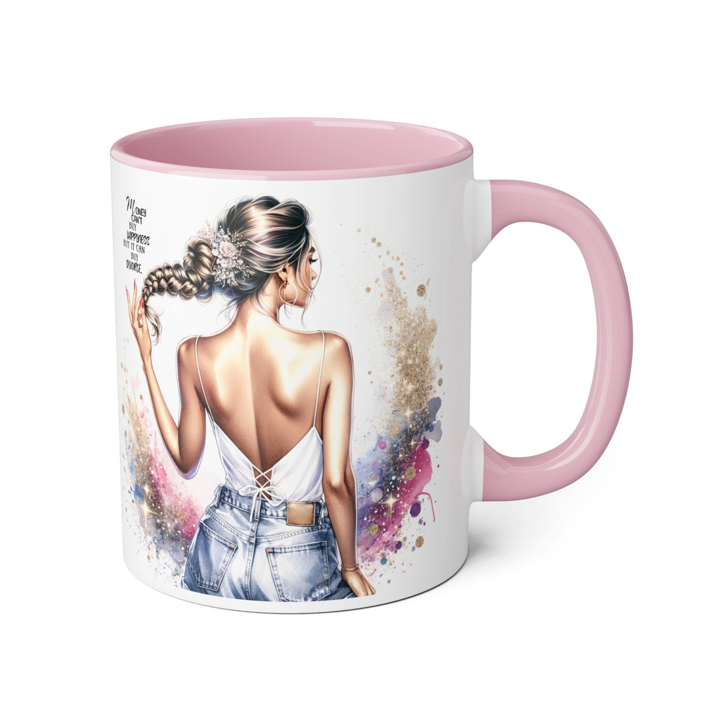Money Can't Buy Happiness But It Can Buy Divorce Humoristic Inspirational Accent Mug, 11oz Coffee Cup, Unique Gifts, Motivational Drinkware, Home Office Decor