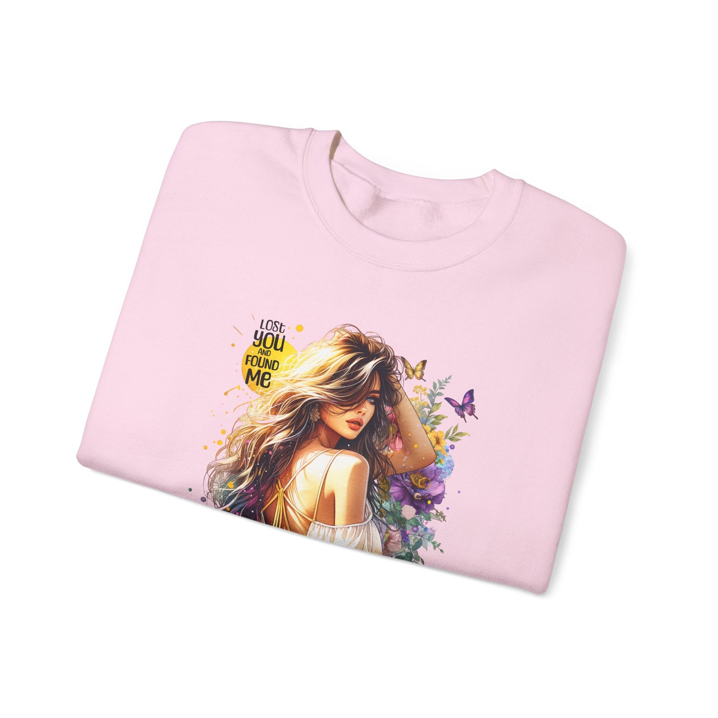 Lost You And Found Me Bohemian-Themed Crewneck Sweatshirt with Floral Design, Cozy Casual Wear, Gift for Her, Everyday Comfort, Family Gatherings, Spring Fashion