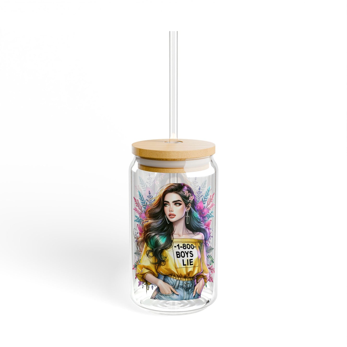 1-800-Boys-Lie Cool and Unique Sipper Glass, 16oz Sippy Cup, Trendy Drinkware, Gifts for Her, Summer Must-Have, Home Decor