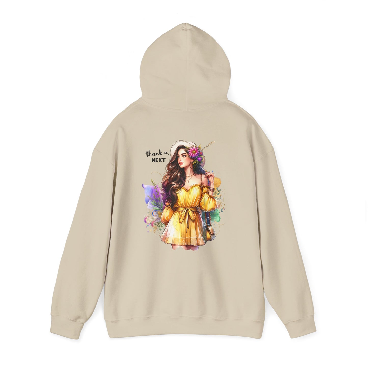 Thank U, Next Whimsical Fairy Art Hooded Sweatshirt, Cozy Apparel, Unique Gift, Casual Wear, Comfortable Layer