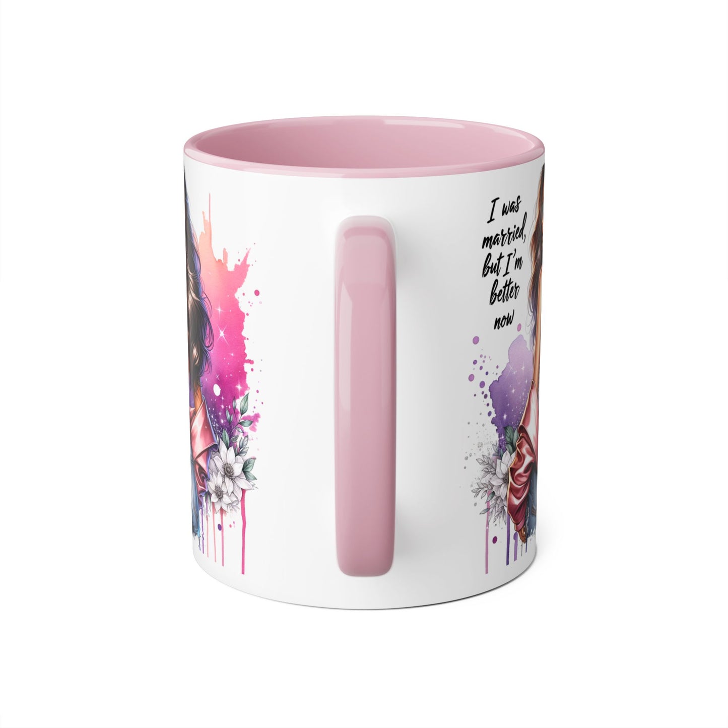 I Was Married Before But I'm Better Now Humoristic Empowered Woman Accent Mug - Inspirational Coffee Cup, Gift for Her, Motivational Mug, Self-Love Reminder, Unique Office Decor