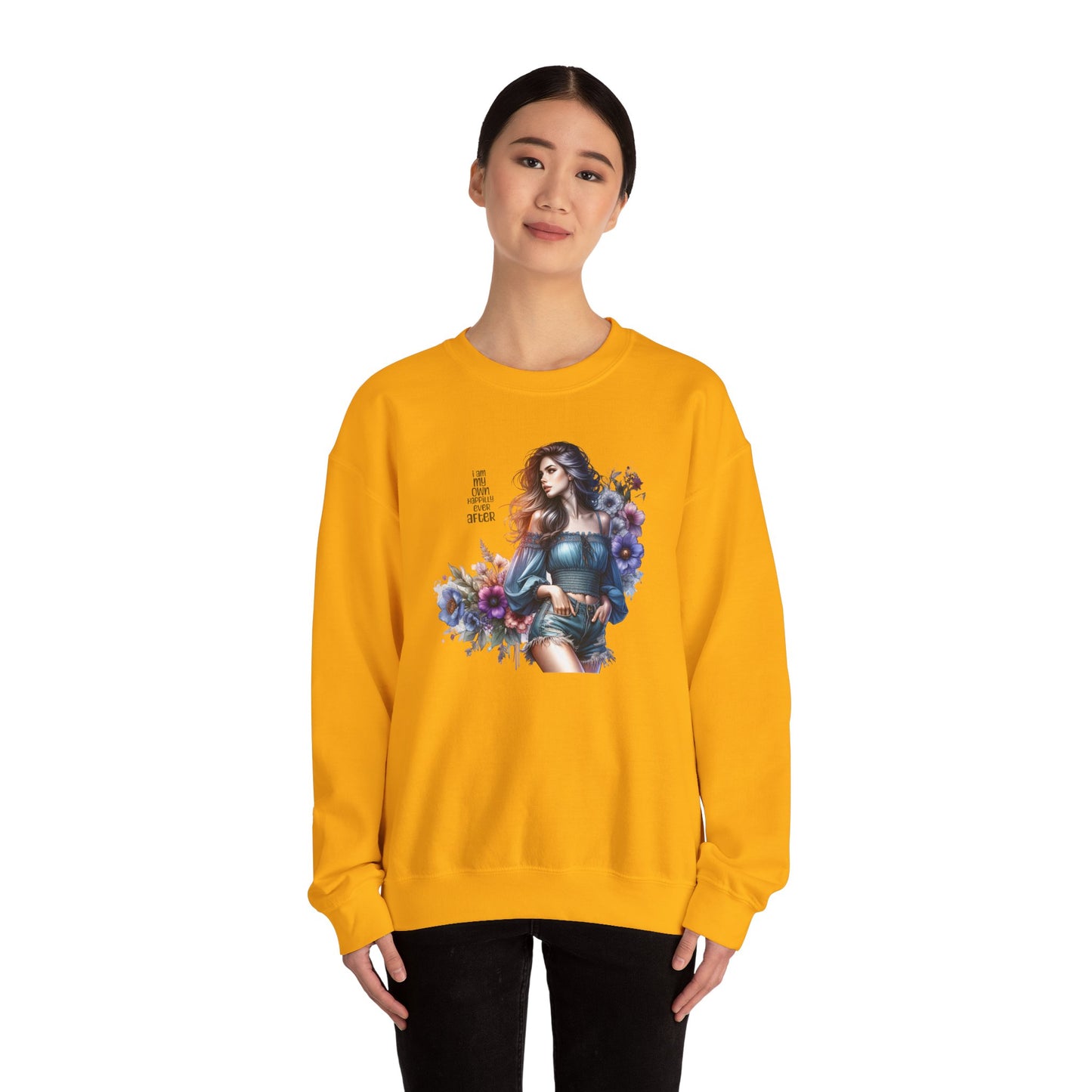 I Am My Own Happily Ever After Floral Aesthetic Crewneck Sweatshirt - Cozy Style for Women, Fashion Top, Gift Idea, Floral Sweatshirt, Spring/Summer Wear