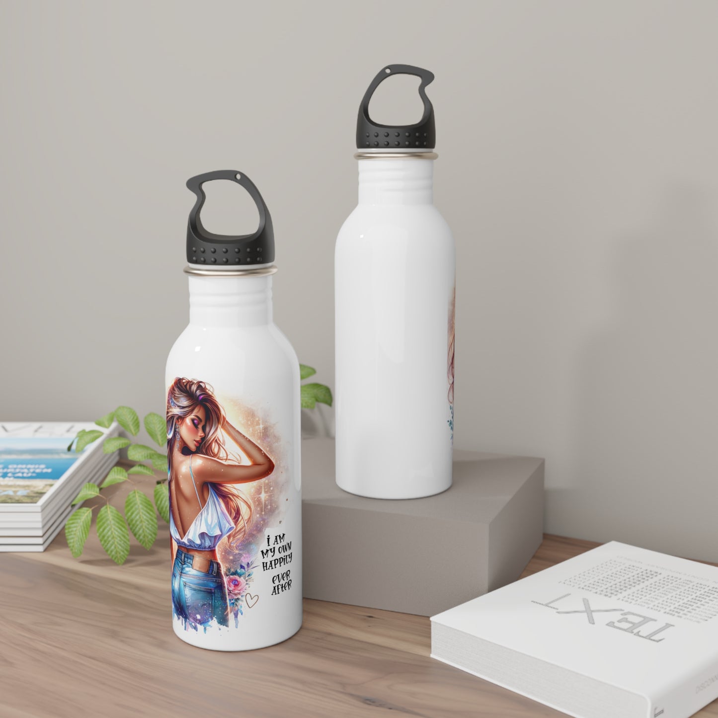 Chic Stainless Steel Water Bottle - "I Am My Own Happily Ever After" Design