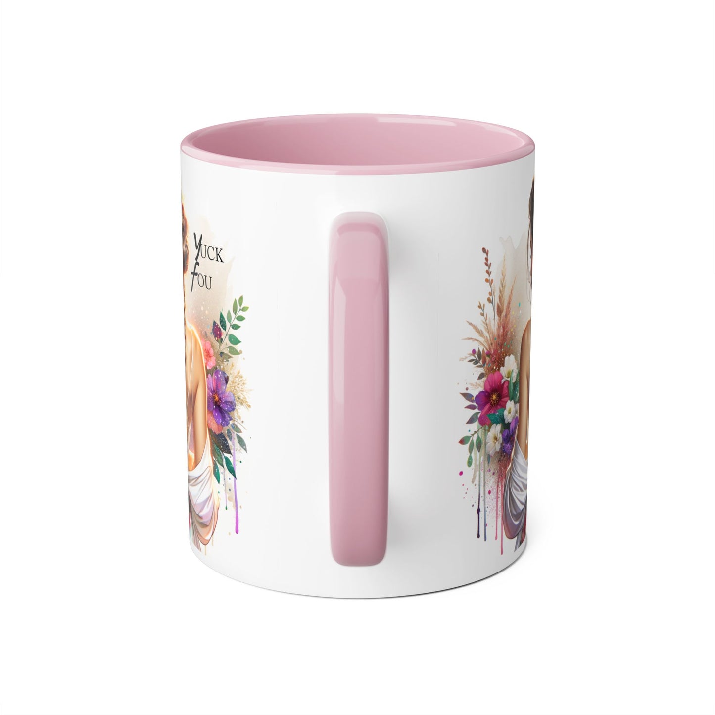 Bohemian Accent Mug with Floral Design, Yuck Fou Coffee Cup, Unique Gift for Her, Inspirational Mug, Art Lover's Drinkware