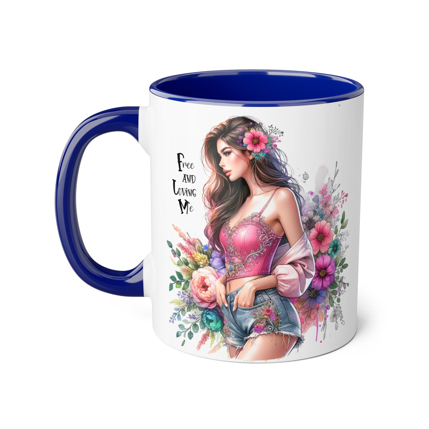 Bohemian Floral Accent Mug, 11oz Coffee Cup, Artisanal Drinkware, Perfect Gift for Nature Lovers, Inspirational Quote Mug, Unique Home Decor