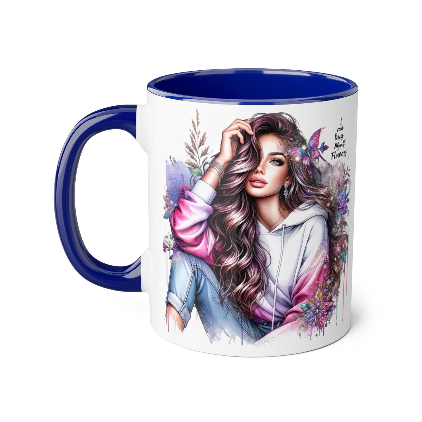 I Can Buy Myself Flowers Artistic Floral Accent Mug | I Keep My Hopes + Dreams, Coffee Cup for Gifts, Home Decor, Birthdays, Self-Care, Tea Lovers