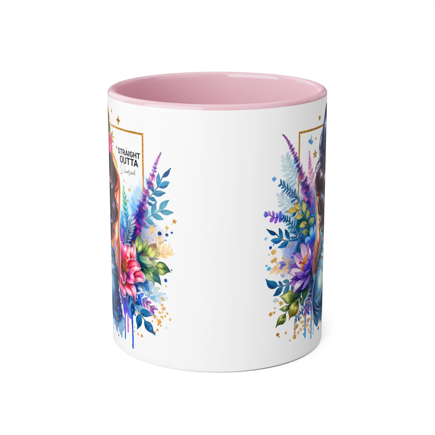 Straight Outta Divorced Humoristic Vibrant Floral Mug for Coffee Lovers, Straight Outta, Gift for Her, Inspirational Drinkware, Perfect for Birthdays, Celebrations