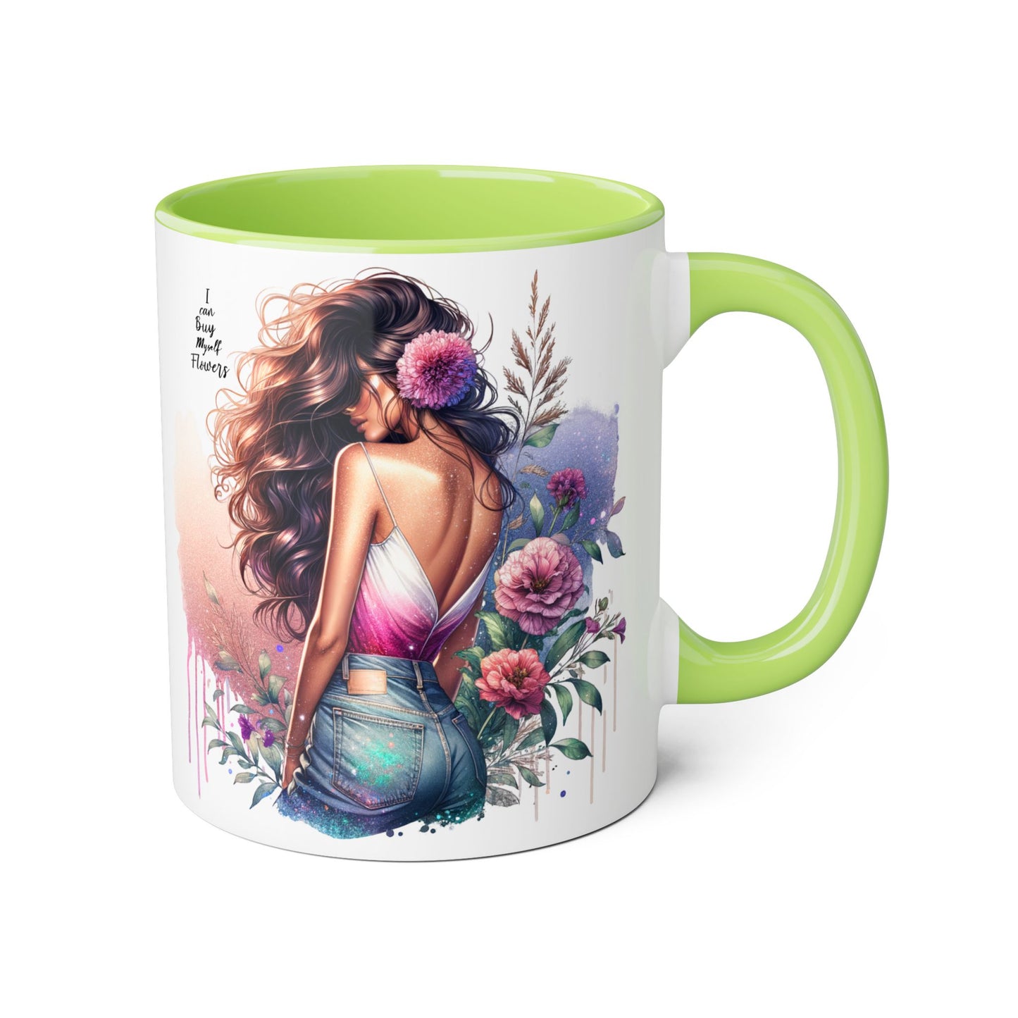 I Can Buy Myself Flowers Bohemian Accent Mugs, Tea Lover Gift, Coffee Mug, Floral Art Mug, Inspirational Drinkware, Home Decor