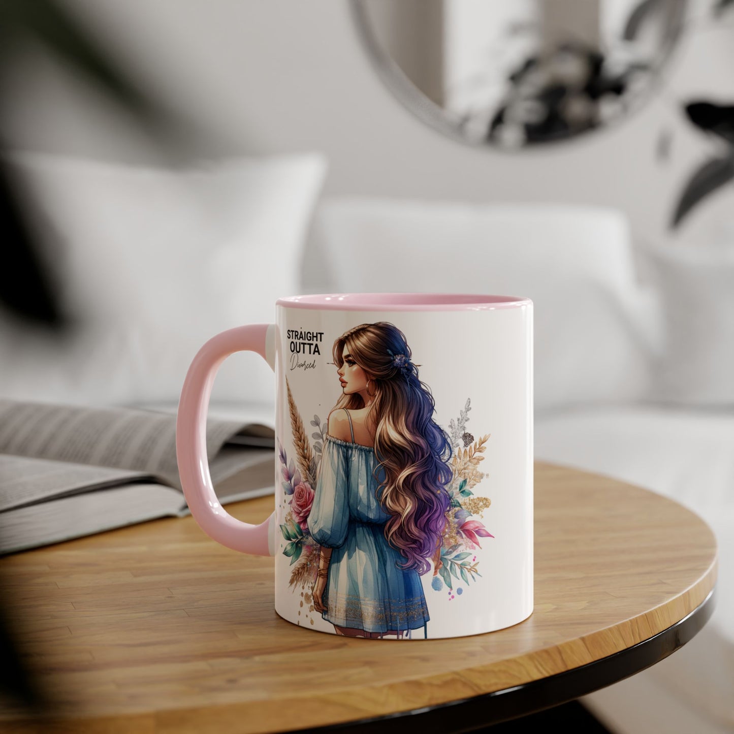 Straight Outta Divorced Humoristic Artistic Accent Mug - Inspiring Gift for Her, Coffee Tea Cup, Home & Kitchen Decor, Personalized Unique Gift