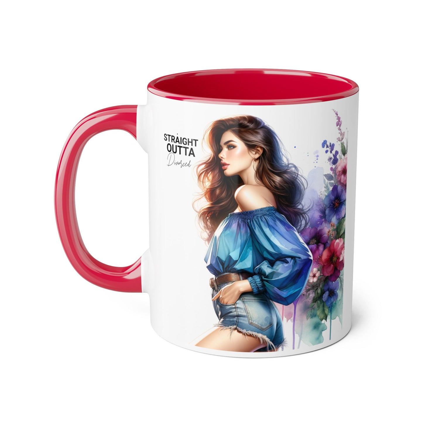 Straight Outta Divorced Humoristic Artistic Accent Mug, Personalized Gift for Coffee Lovers, Floral Design Mug, Straight Outta Mug, Creative Kitchenware, Unique Home Decor