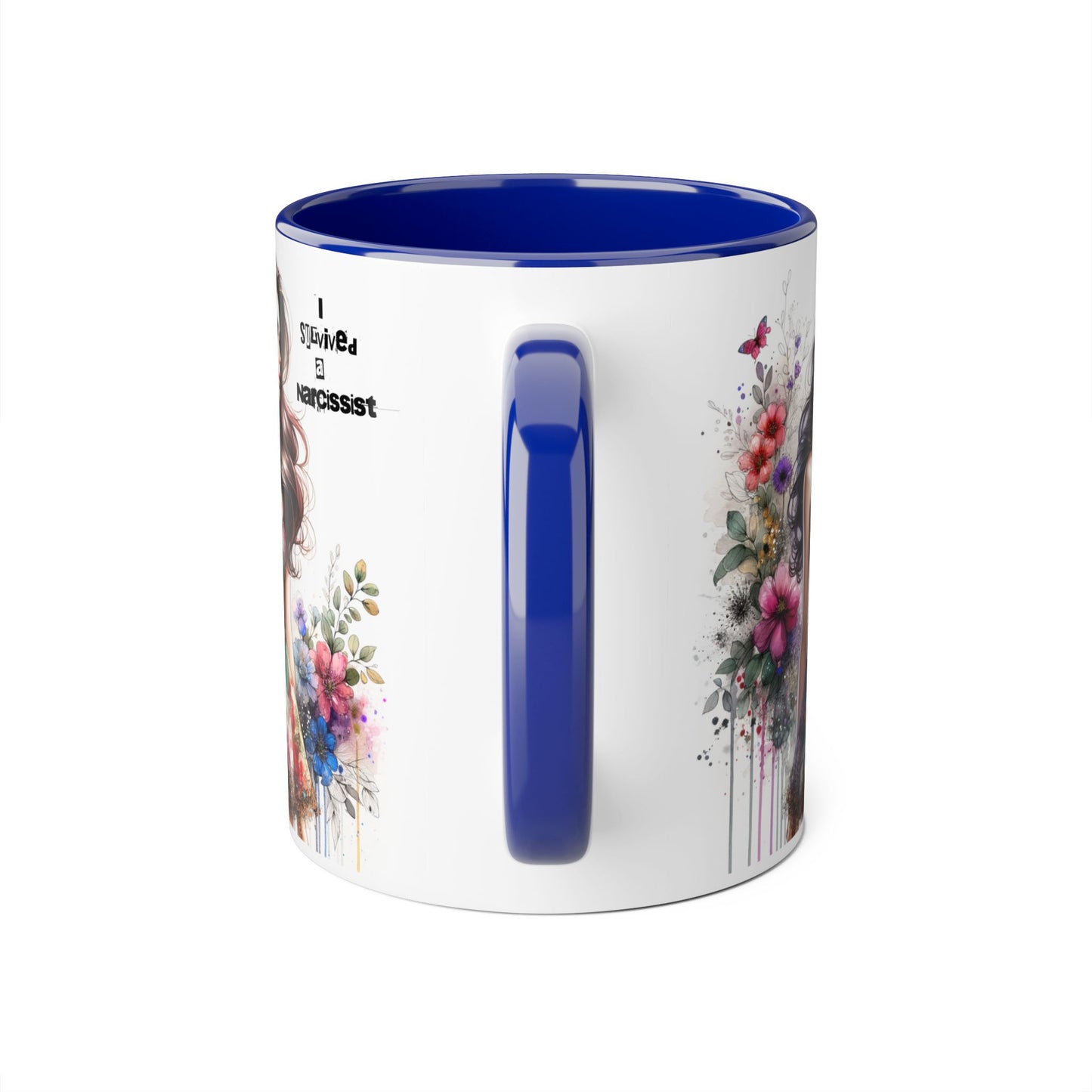 Artistic Accent Mug, Floral Design Coffee Cup, Unique Gift for Her, Inspirational Double-Sided Mug, Perfect for Birthdays, Self-Care