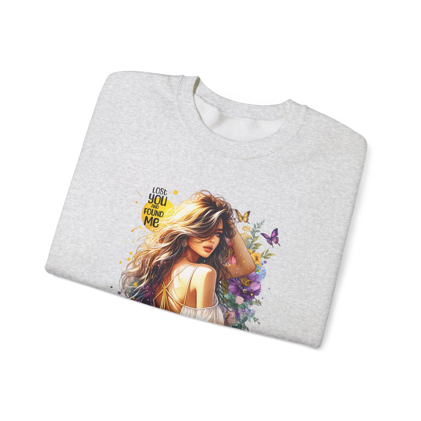 Lost You And Found Me Bohemian-Themed Crewneck Sweatshirt with Floral Design, Cozy Casual Wear, Gift for Her, Everyday Comfort, Family Gatherings, Spring Fashion