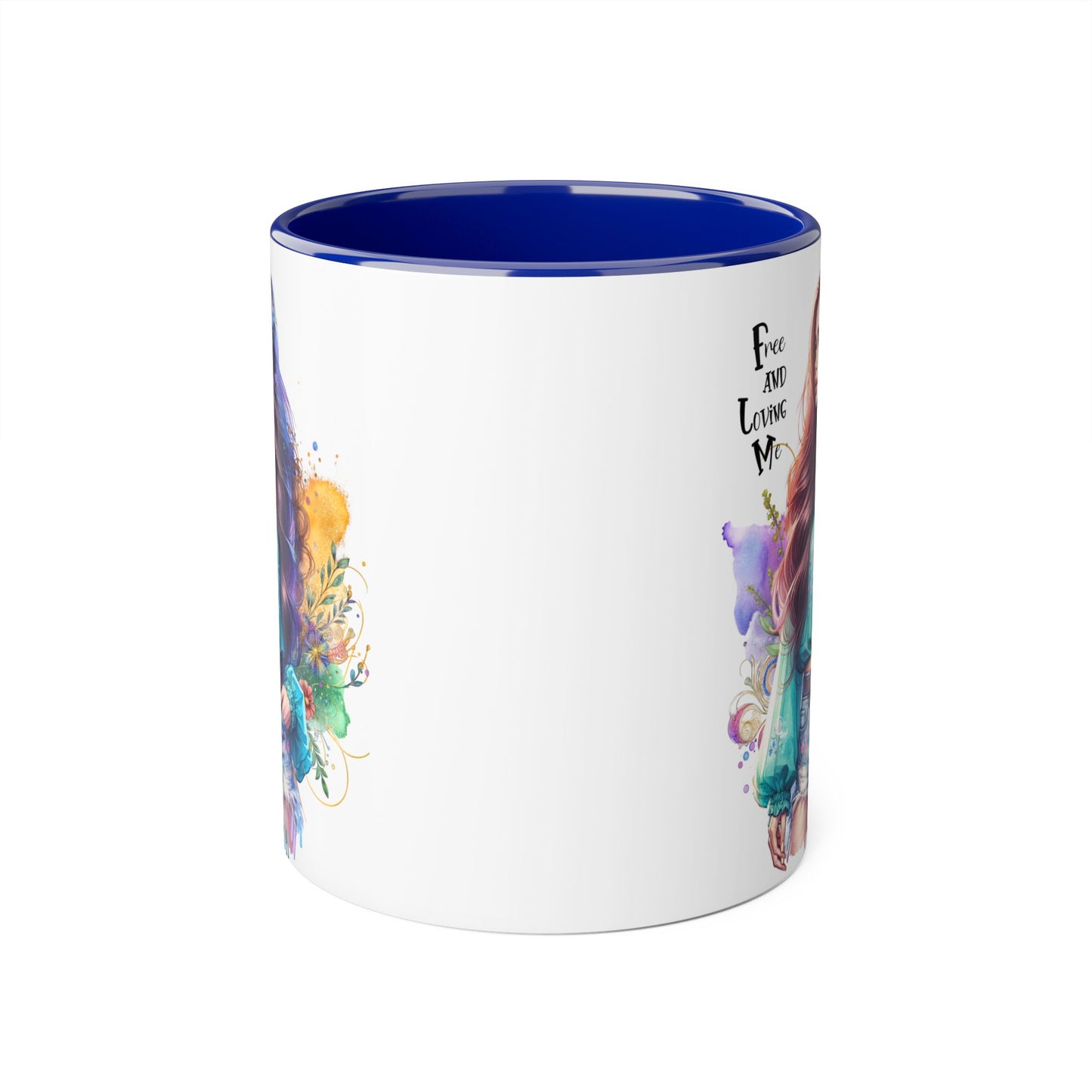 Free and Loving Me Bohemian Accent Mug with Inspirational Quote, Free and Love Me, Unique Gift for Coffee Lovers, Artistic Mugs for Women, Colorful Drinkware