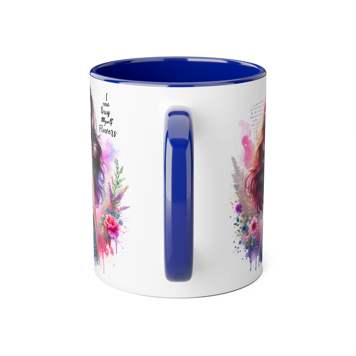 I Can Buy Myself Flowers Floral Art Coffee Mug, Botanical Gift for Her, Colorful Mug for Tea, Art Lover Present, Inspirational Quote Cup