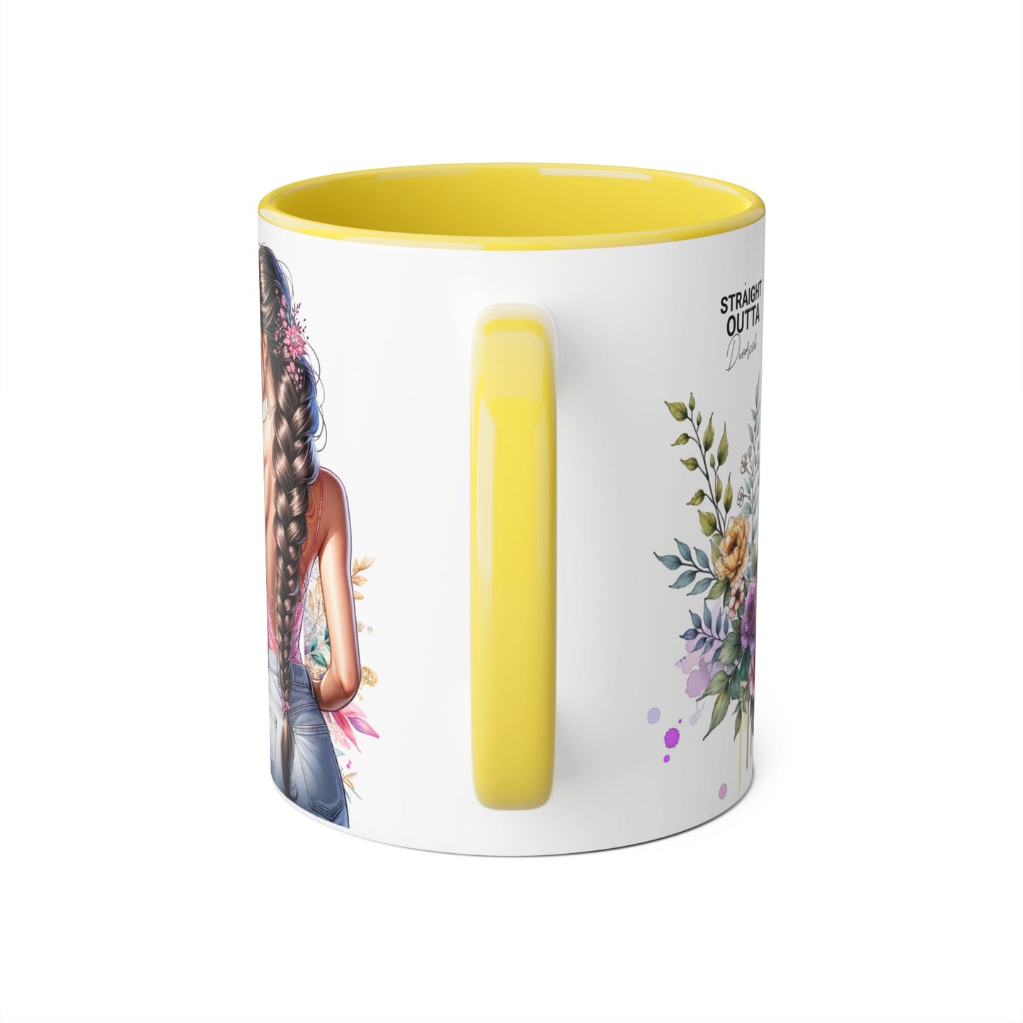 Straight Outta Divorced Humoristic Accent Mug | Floral Design Coffee Mug, Gift for Her, Inspirational Mug, Home Decor, Birthday Gift