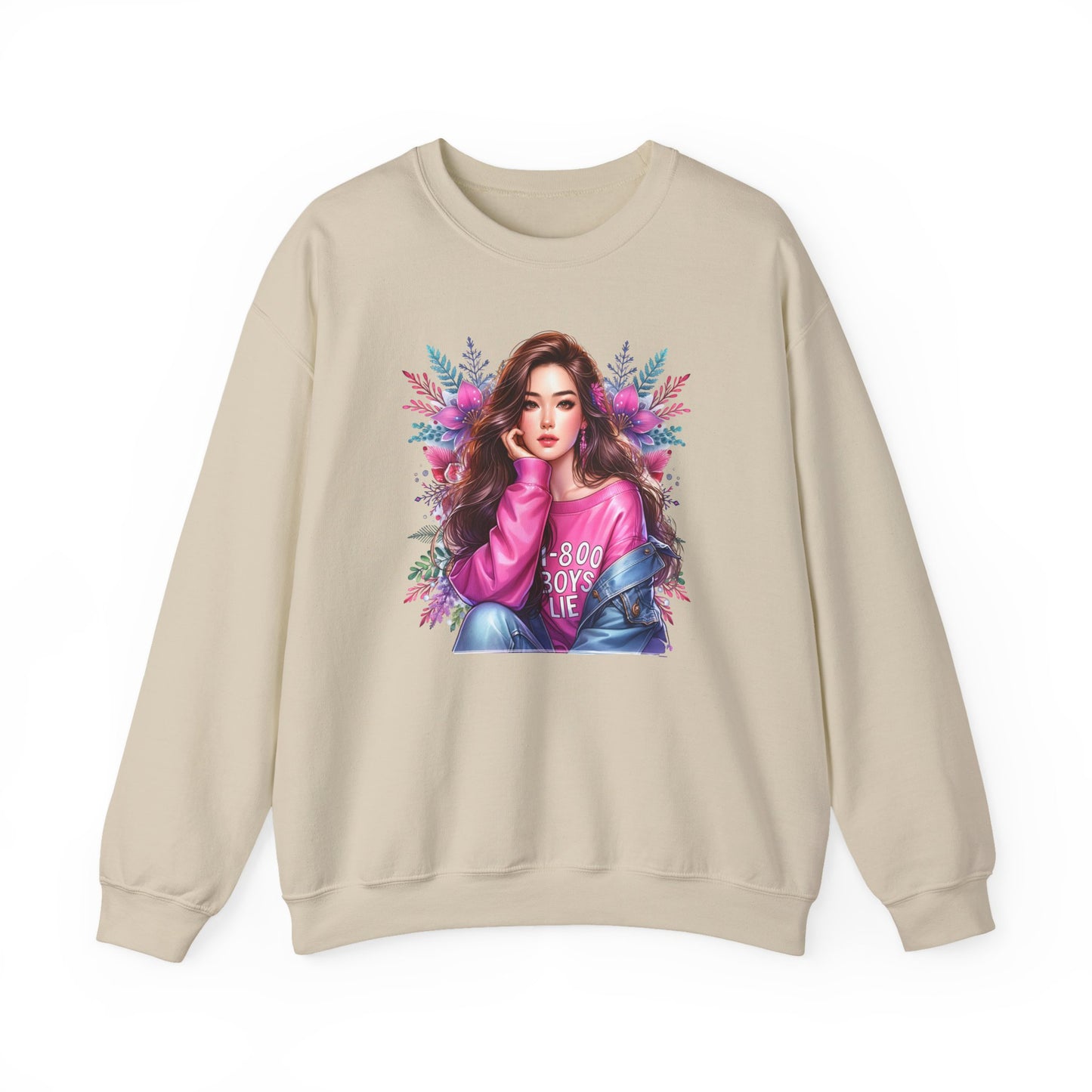 1-800-Boys-Lie Trendy Crewneck Sweatshirt - Cozy Unisex Pullover, Perfect for Casual Days, Gifts for Her, Cute Fashion Layering, Everyday Style