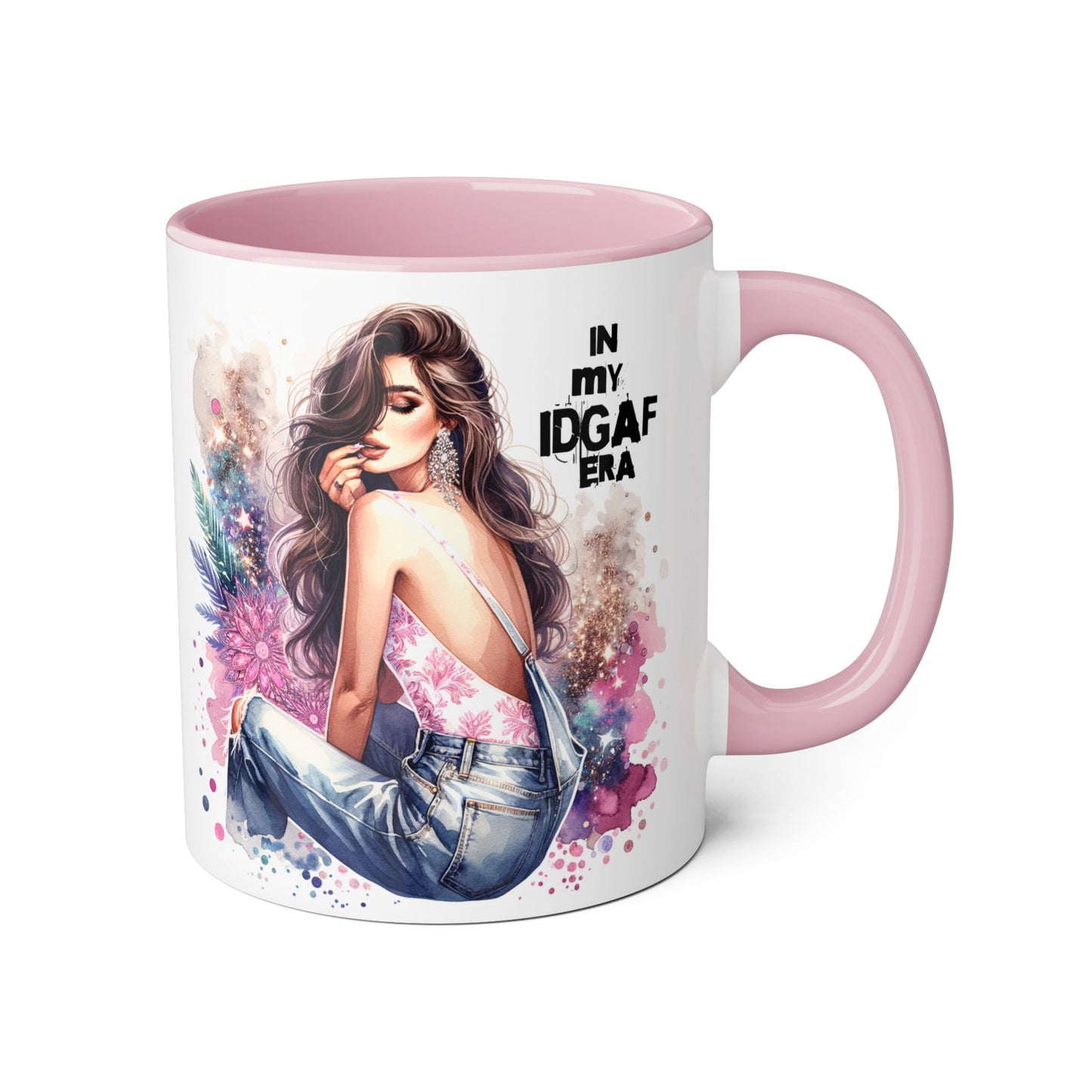 Stylish IDGAF Era Accent Mug, Empowering Gift for Her, Cute Coffee Cup, Trendy Drinkware, Funny Quote Mug, Perfect for Gifting