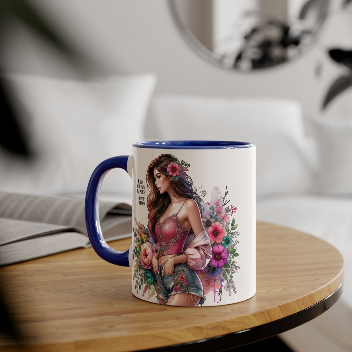 I Am My Own Happily Ever After Empowered Floral Accent Mug - 11oz with Inspirational Quote