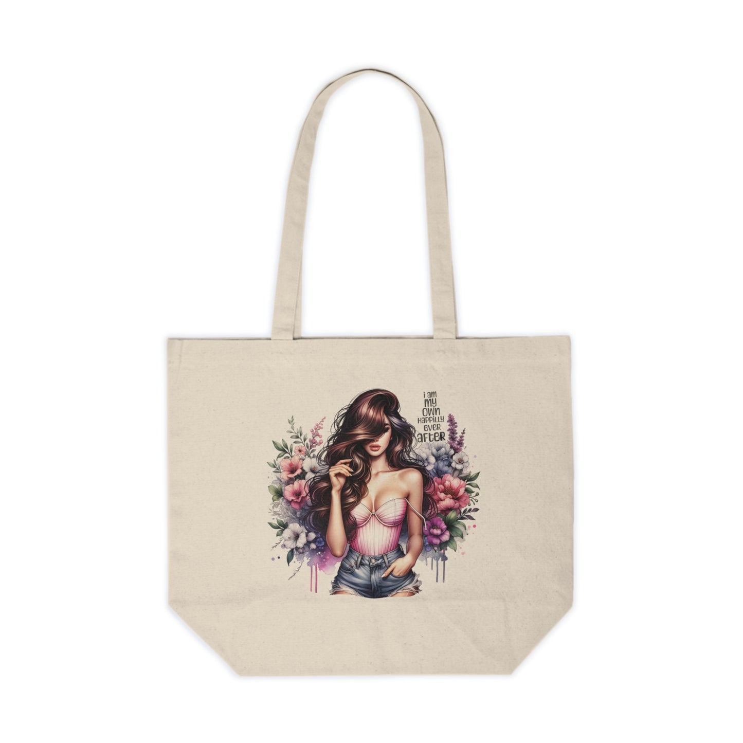 I Am My Own Happily Ever After Chic Floral Canvas Tote Bag | Stylish Shopper | Eco-Friendly Tote | Gift for Her | Summer Outing Bag | Motivational Quote