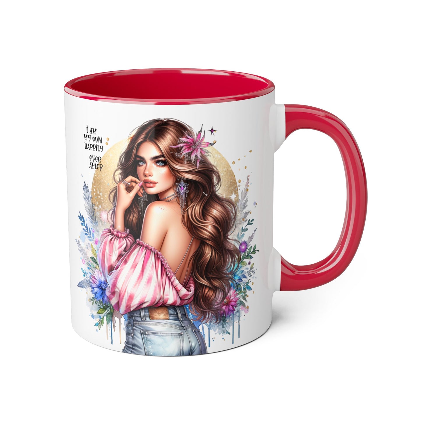 I Am My Own Happily Ever After Boho Chic Accent Mug with Inspirational Quote, Gifts for Her, Self-Love Decor, Coffee Mug for Everyday Use, Unique Art Mug