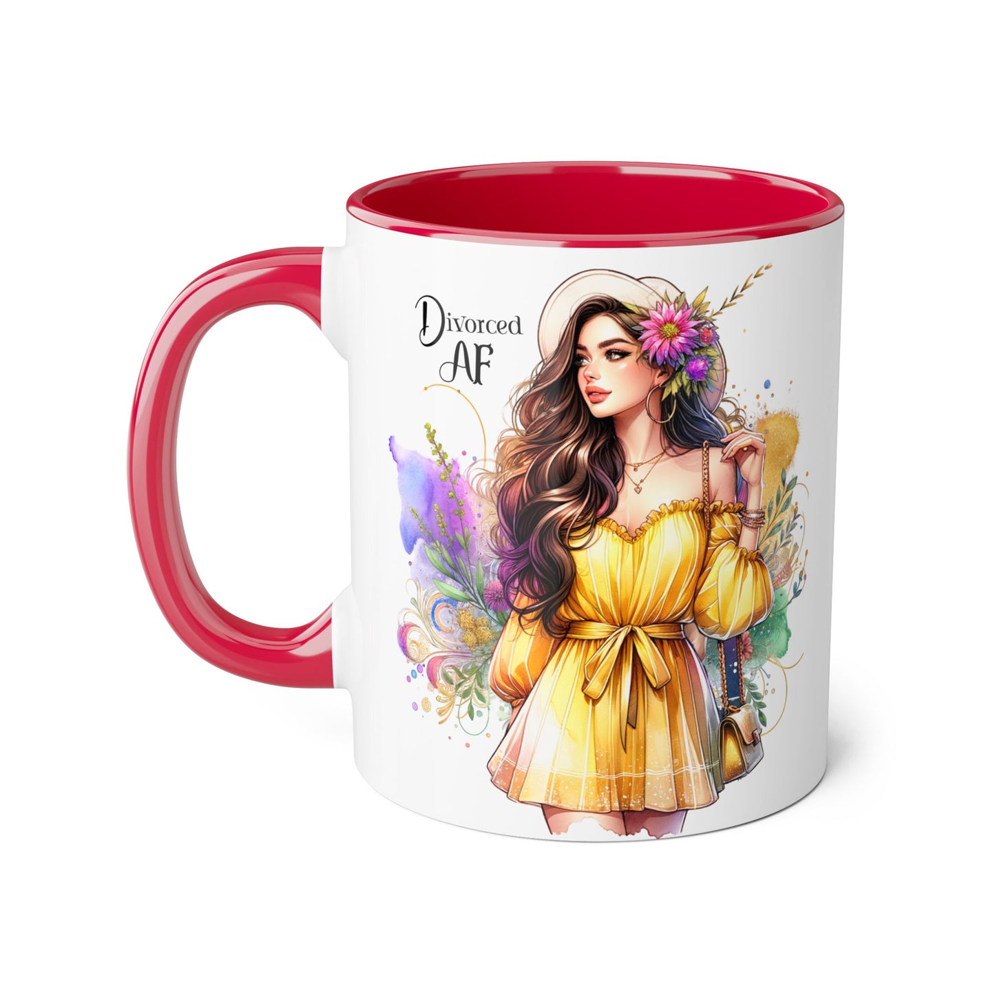 Divorced AF Accent Mug - Motivational Coffee Cup for Her, Gift for Newly Divorced Friends, Therapist Gift, Inspirational Drinkware