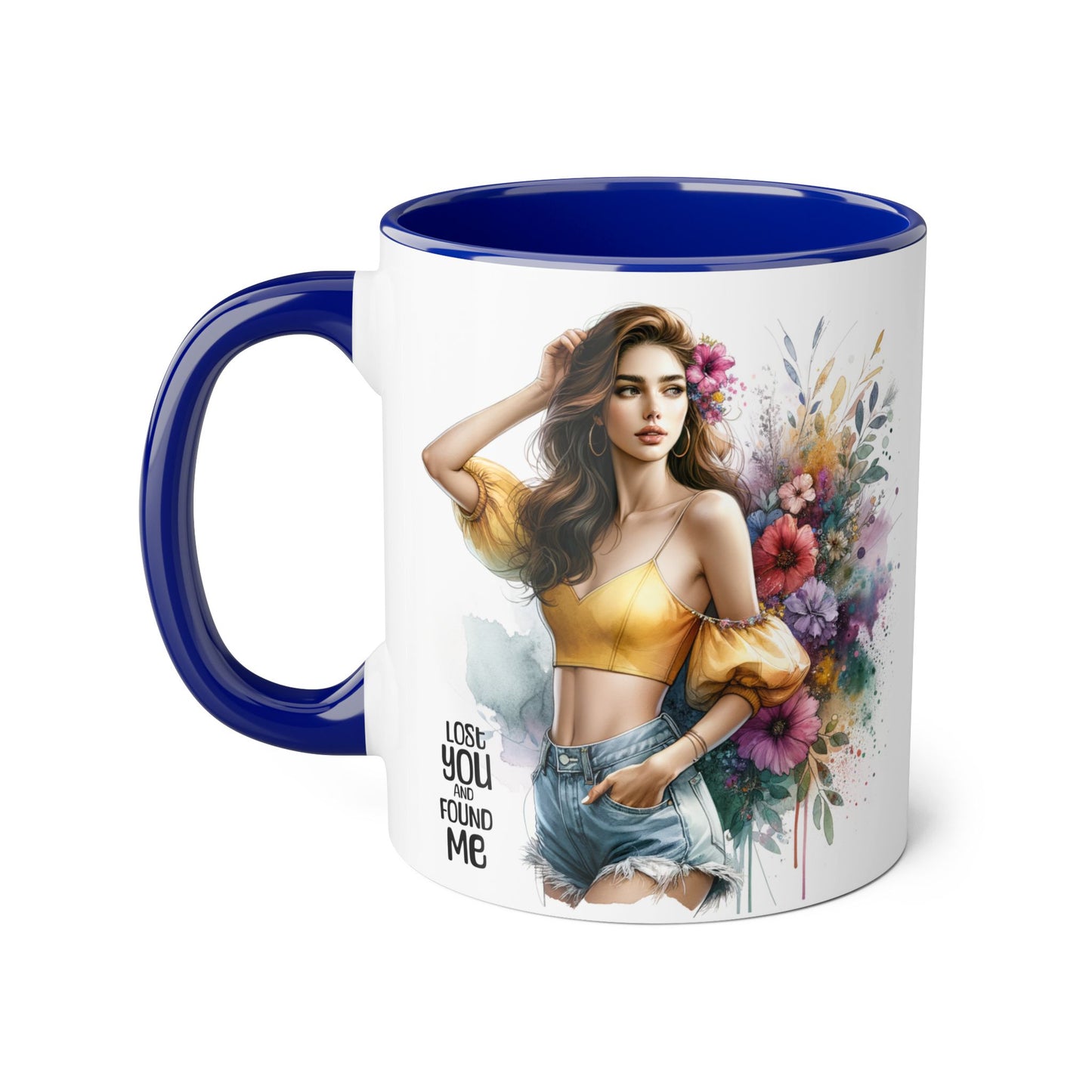 Lost You and Found Me Floral Accent Mug, Empowering Coffee Cup, Vibrant Gift for Friends, Motivational Drinkware, Perfect for Home or Office