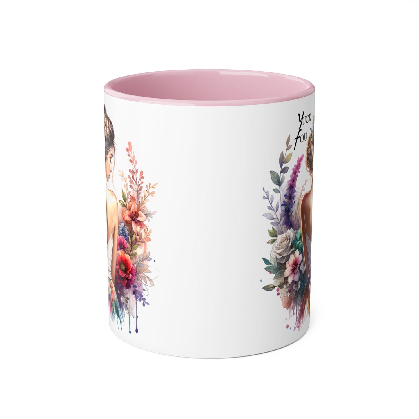 Yuck Fou Floral Artwork Accent Mug, 11oz Coffee Mug, Unique Gift for Her, Bohemian Style Mug, Personalized Coffee Cup