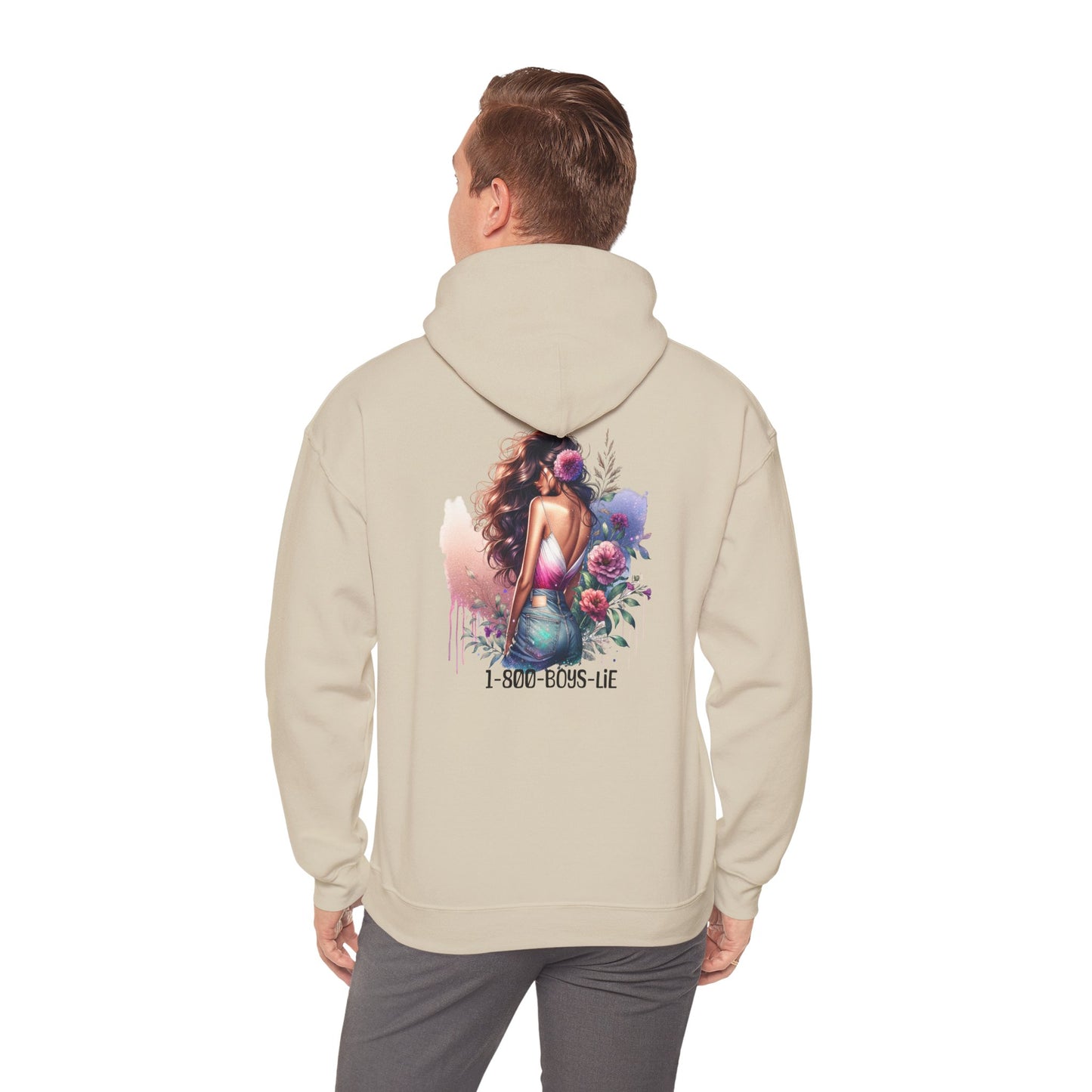 1-800-Boys-Lie Beautiful Floral Mermaid Hoodie - Unisex Heavy Blend™, Perfect for Cozy Days, Gifts, Beach Lovers, Everyday Wear
