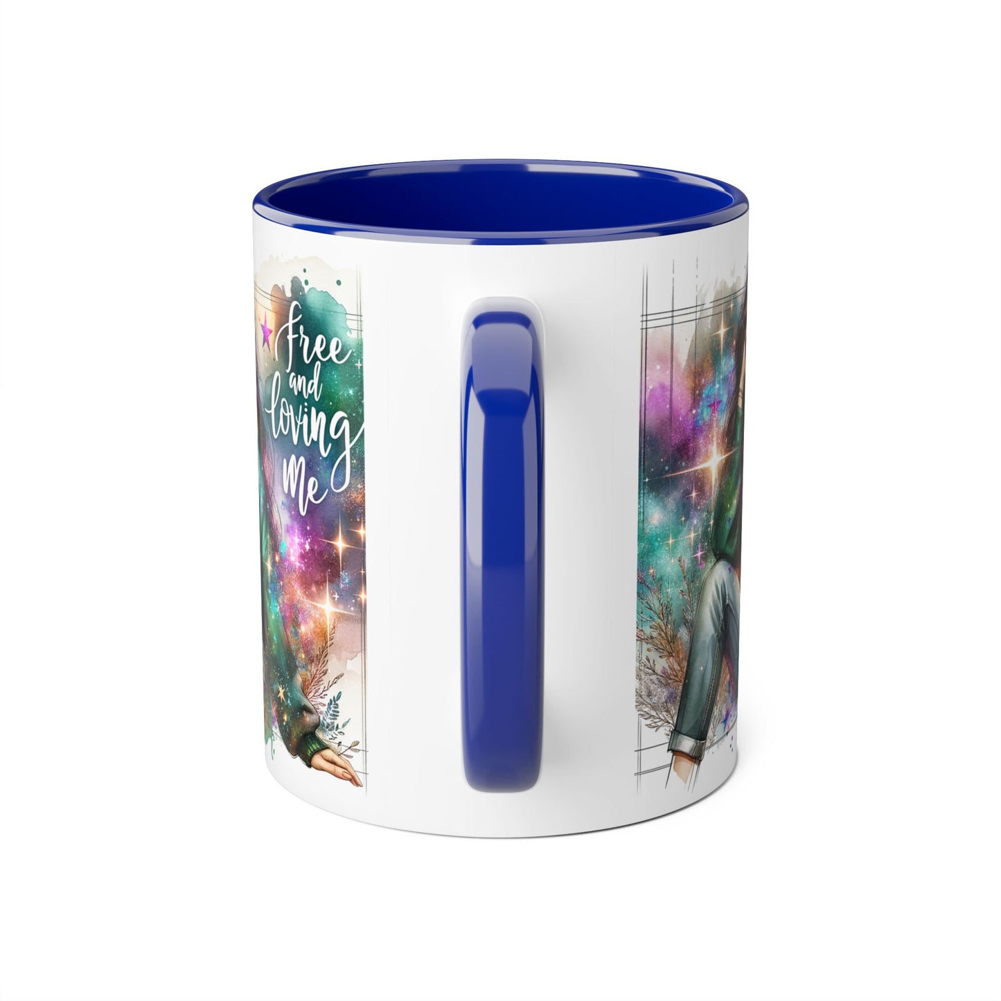 Mystical Art Accent Mug - Free and Loving Me, Unique Gift, Coffee Lover, Inspirational Decor, Fantasy Themed