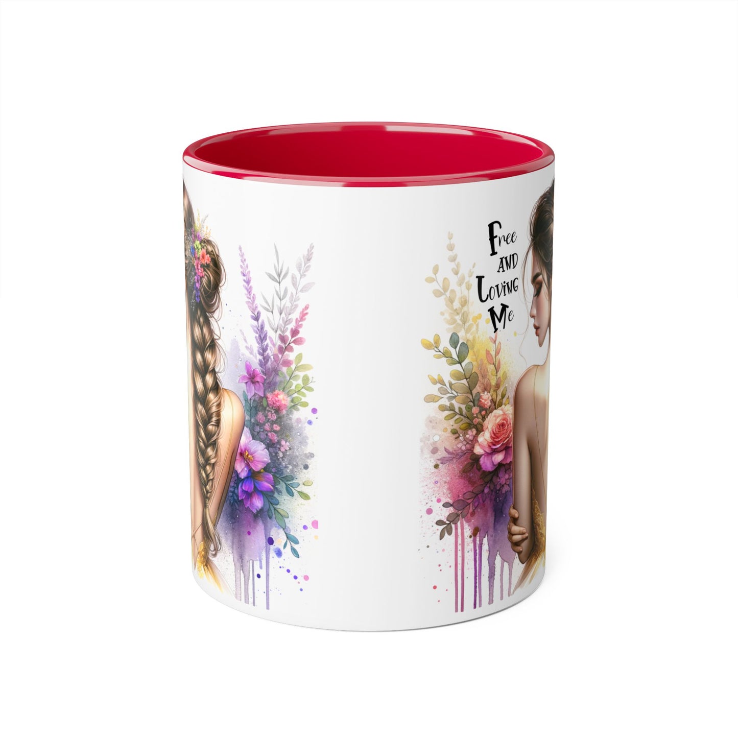 Bohemian Inspirational Mug, Free and Loving Me Coffee Cup, Unique Gift for Her, Floral Design, Tea Lover's Mug, Vintage Style Drinkware