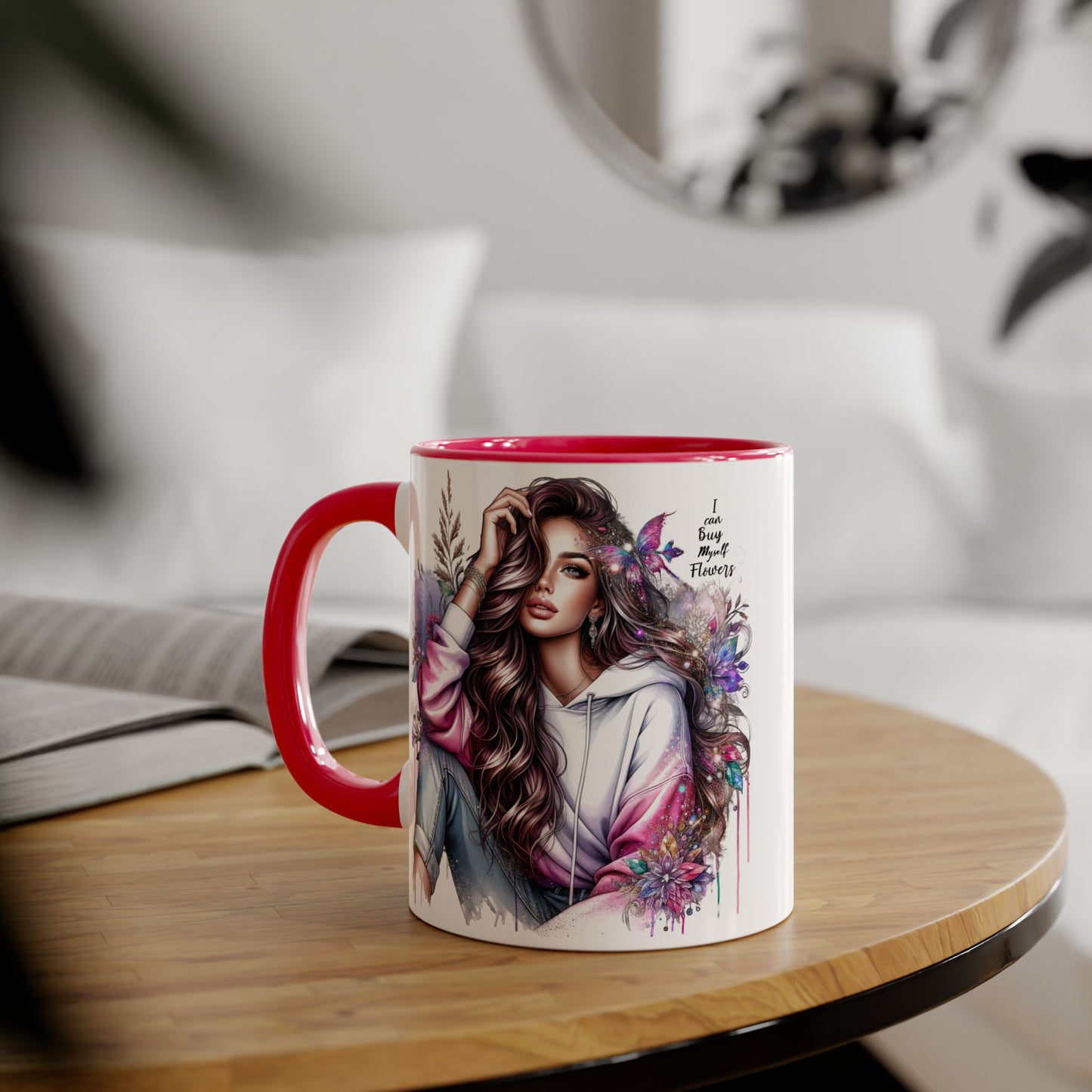 I Can Buy Myself Flowers Artistic Floral Accent Mug | I Keep My Hopes + Dreams, Coffee Cup for Gifts, Home Decor, Birthdays, Self-Care, Tea Lovers