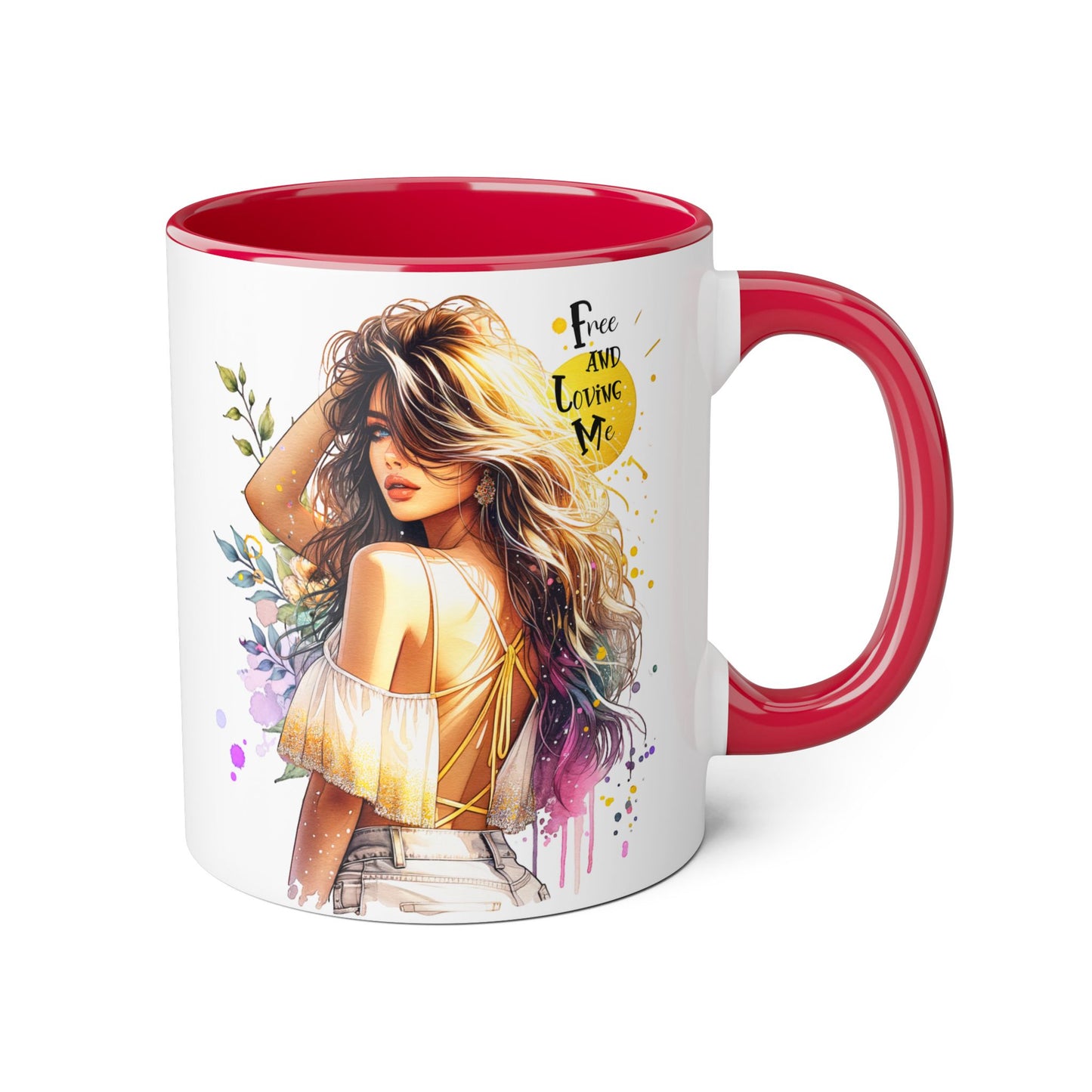 Free and Loving Me Boho Chic Accent Mug, Inspirational Coffee Cup, Free and Living Me, Gift for Her, Art Print Mug, Home Decor
