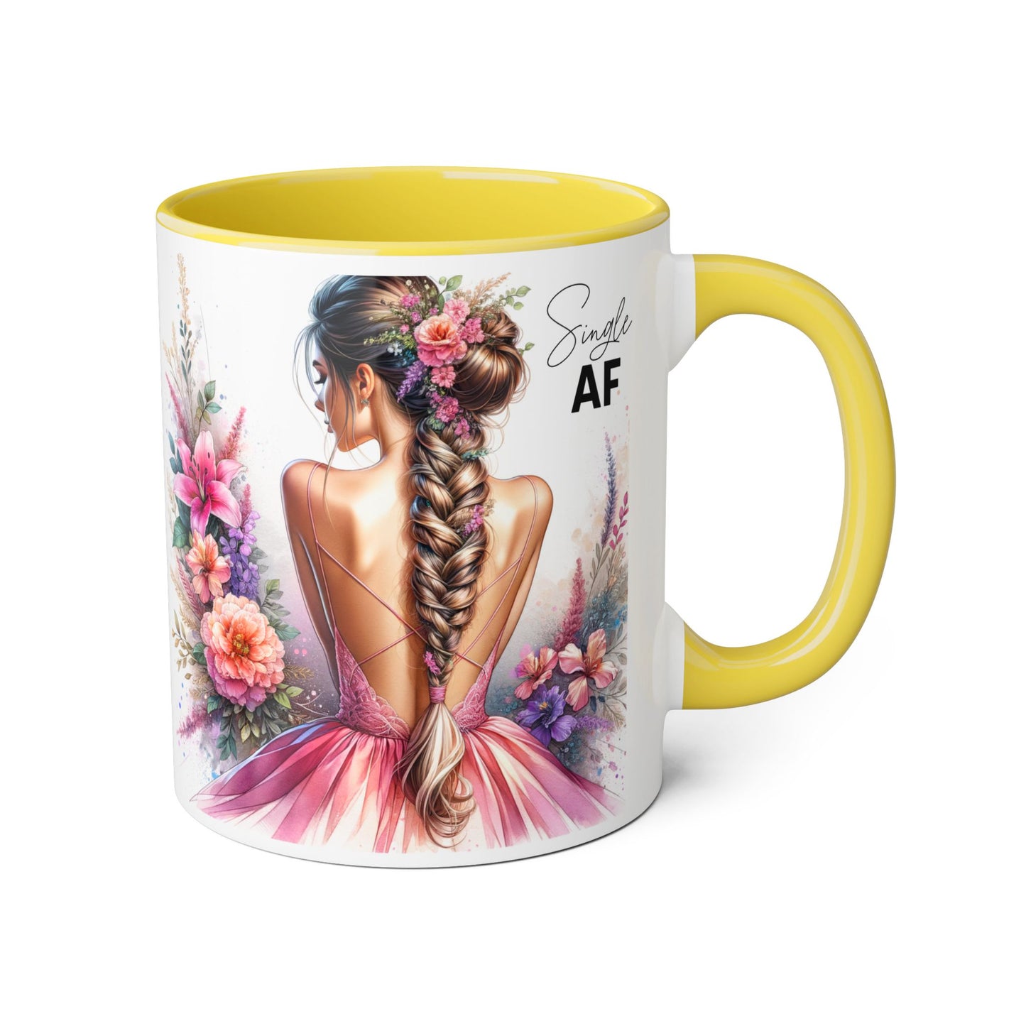 Single AF Floral Accent Mug - Perfect Gift for Single Friends, Celebration, Coffee Lovers, Birthday, Chic Decor
