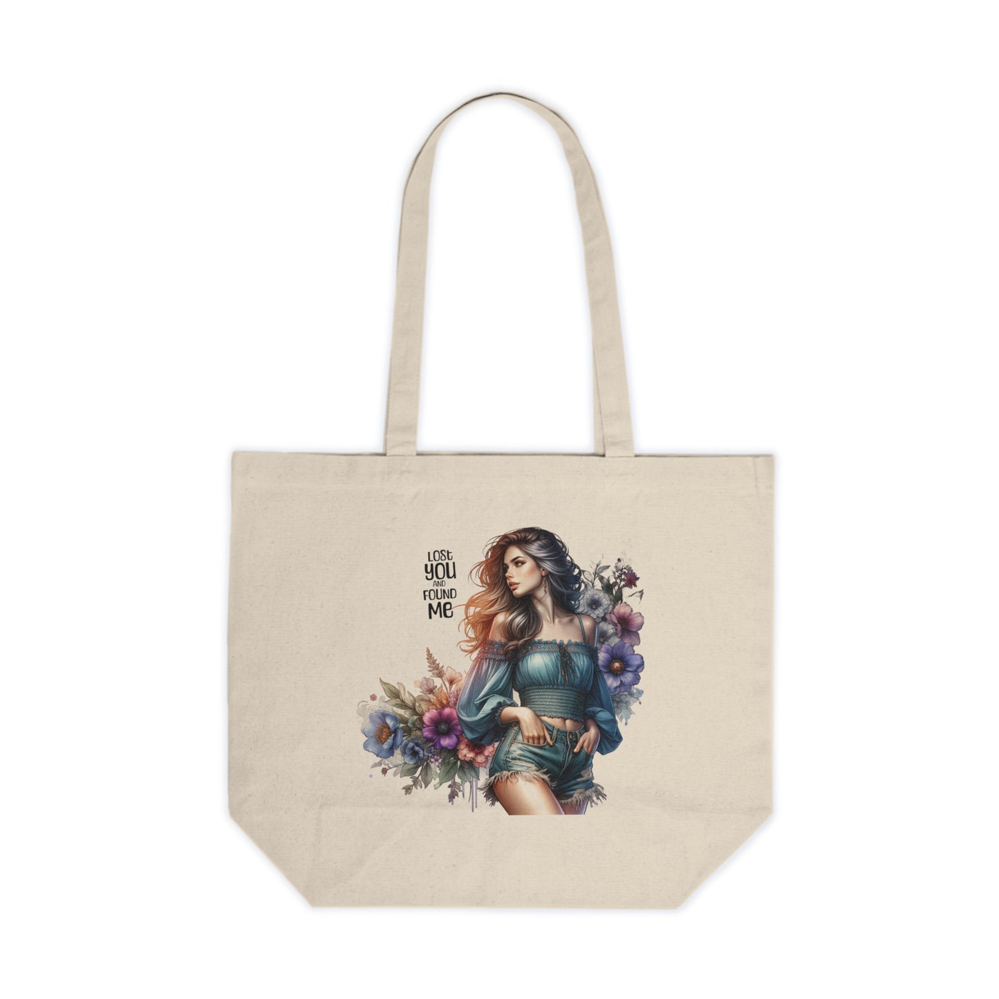 Lost You and Found Me Floral Art Tote Bag, Inspirational Canvas Shopper, Eco-Friendly Beach Bag, Cute Gift for Her, Unique Market Carryall