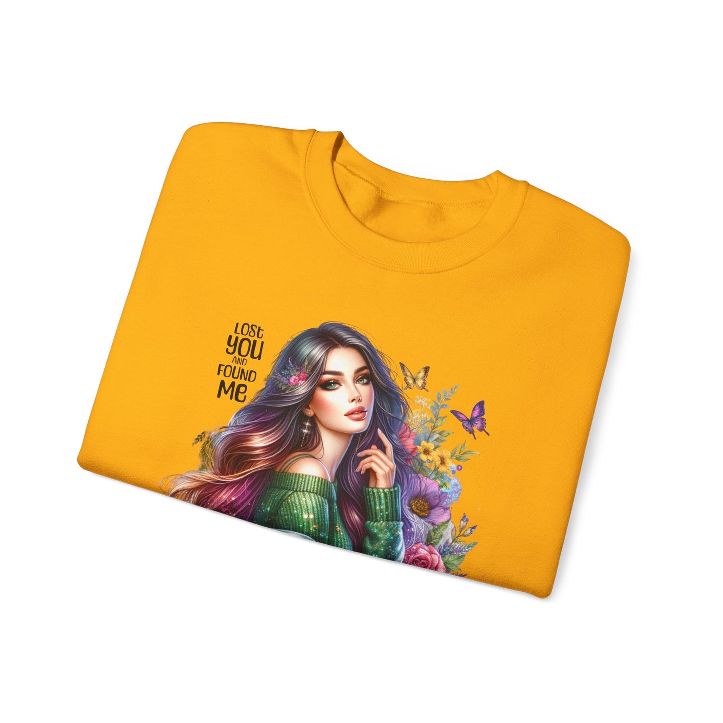 Lost You And Found Me Bohemian Floral Crewneck Sweatshirt, Cozy Graphic Sweatshirt, Gift for Her, Unique Art Pullover, Spring Fashion Crew