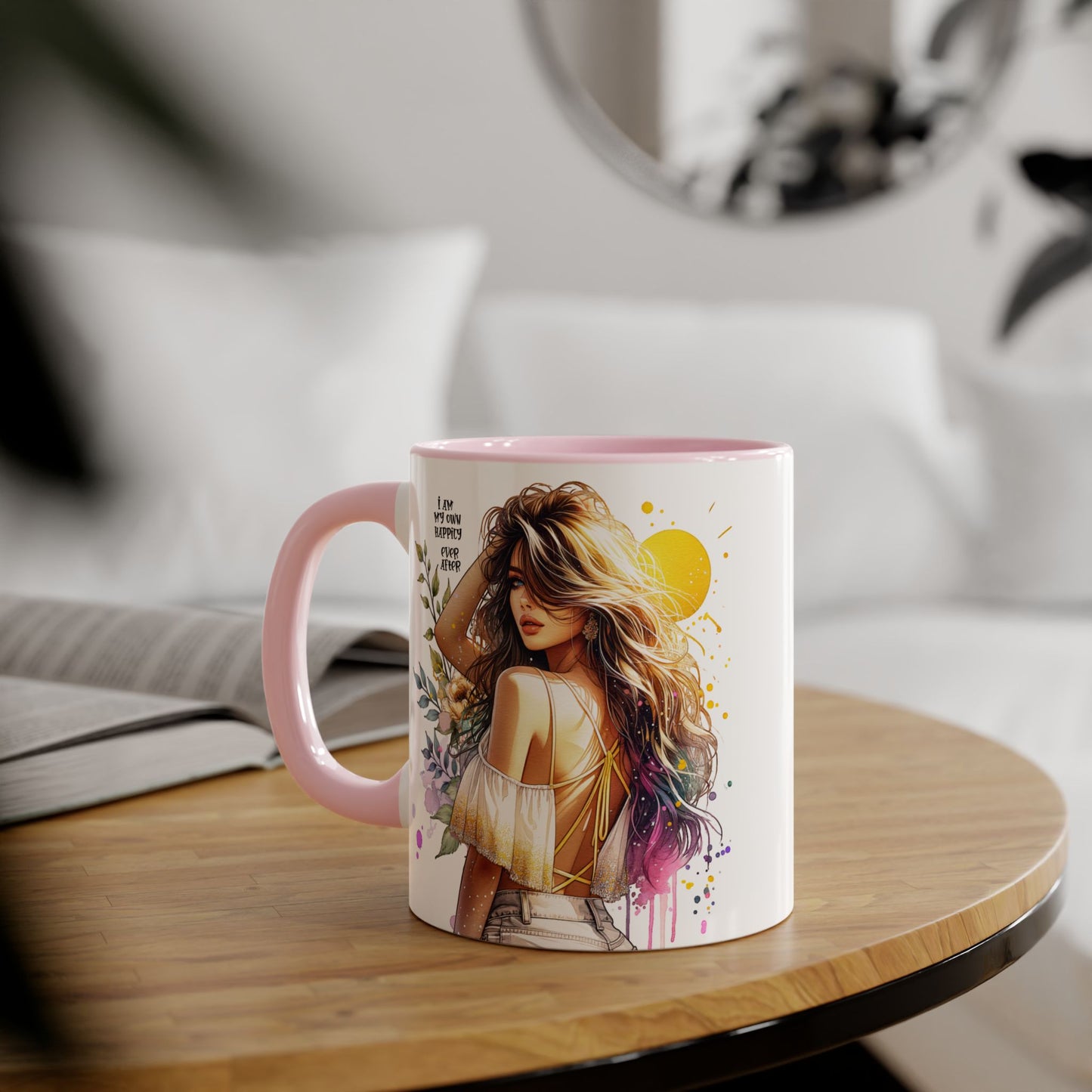 Inspirational Floral Accent Mug - "I Am My Own Happily Ever After " - 11oz