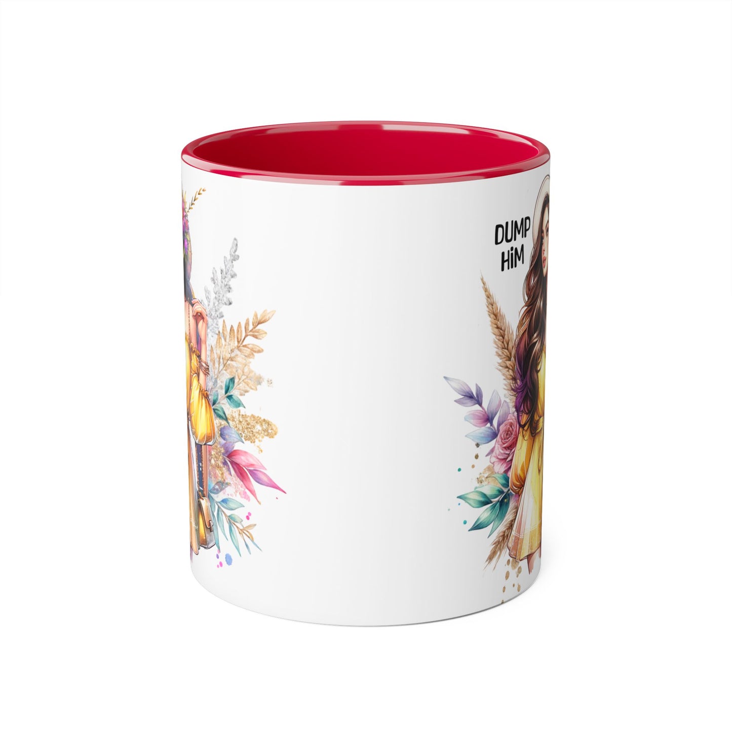 Chic Accent Mugs, Motivational Coffee Cup, Gift for Her, Unique Tea Mug, Floral Design for Friends, Dump Him Mug